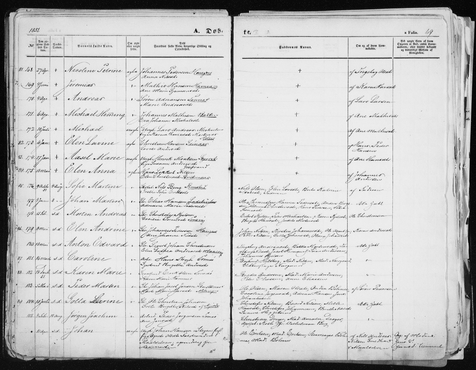Tromsø sokneprestkontor/stiftsprosti/domprosti, SATØ/S-1343/G/Ga/L0010kirke: Parish register (official) no. 10, 1848-1855, p. 69