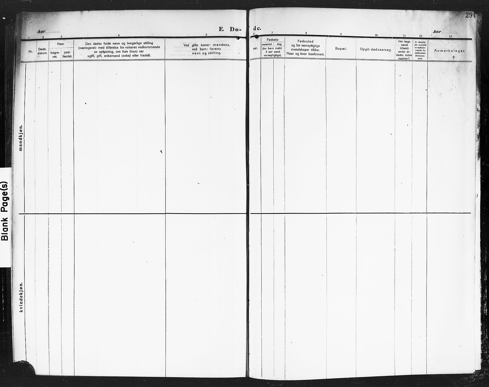 Eidsvoll prestekontor Kirkebøker, SAO/A-10888/G/Ga/L0008: Parish register (copy) no. I 8, 1909-1918, p. 294