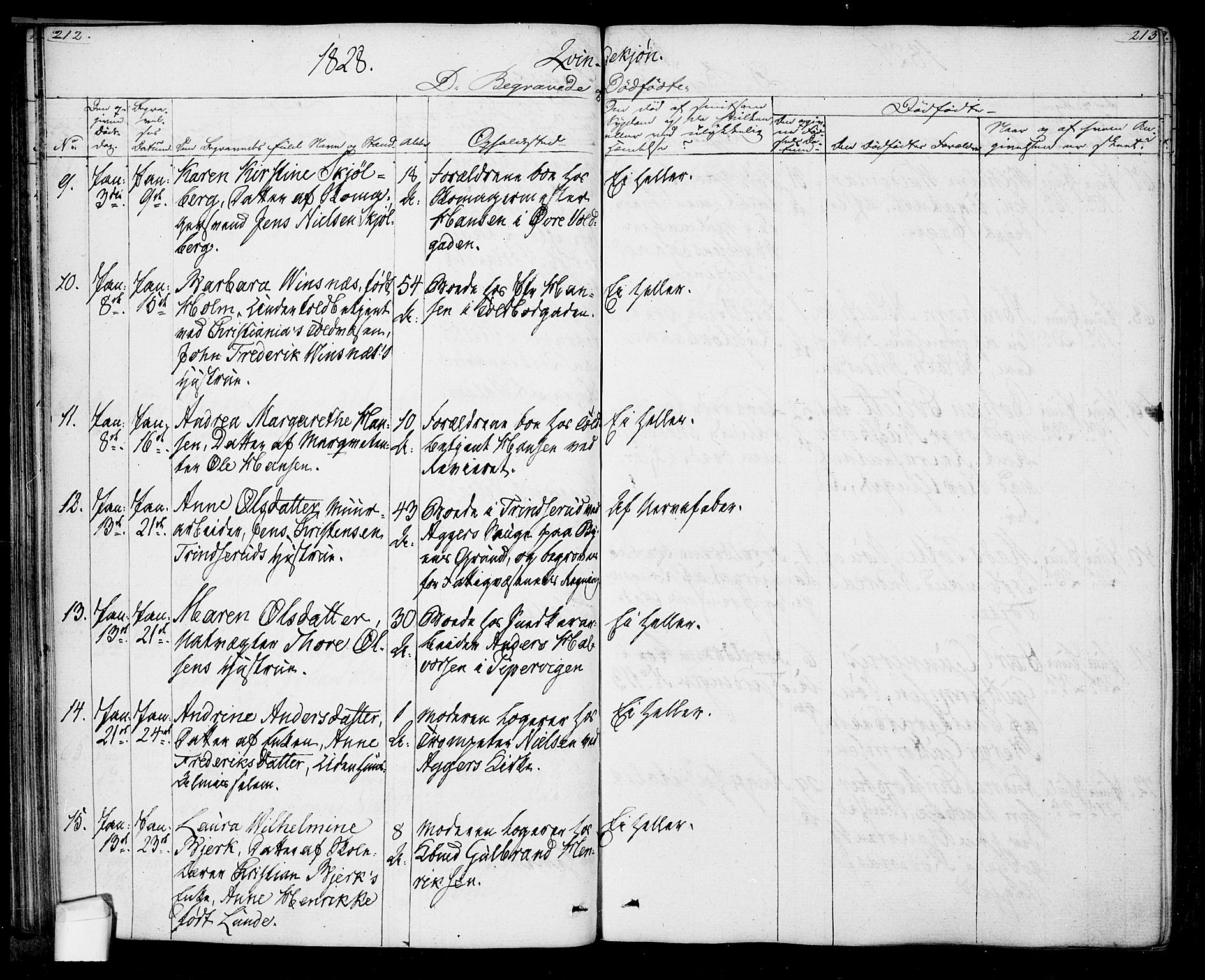 Oslo domkirke Kirkebøker, AV/SAO-A-10752/F/Fa/L0022: Parish register (official) no. 22, 1824-1829, p. 212-213