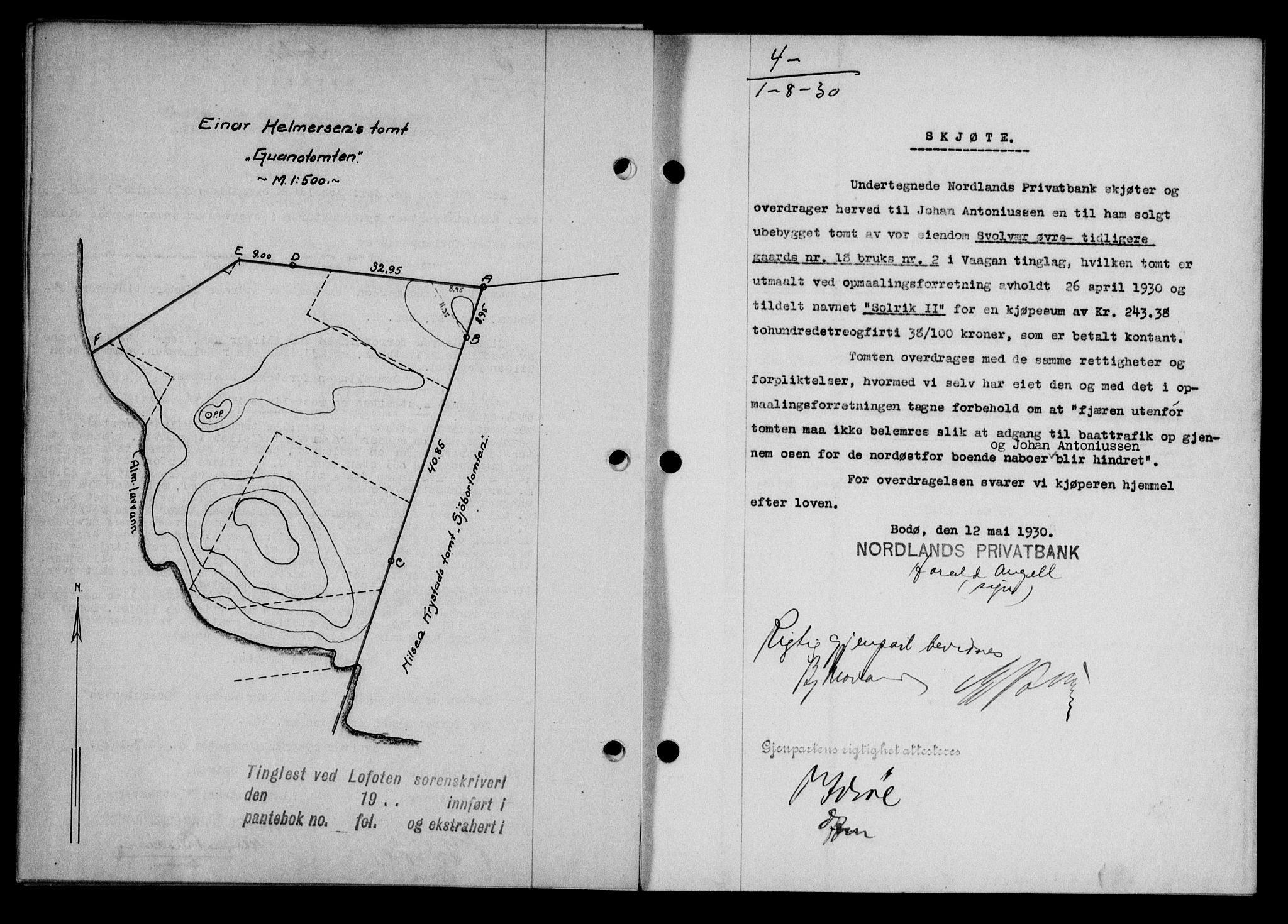Lofoten sorenskriveri, SAT/A-0017/1/2/2C/L0022b: Mortgage book no. 22b, 1930-1930, Deed date: 01.08.1930