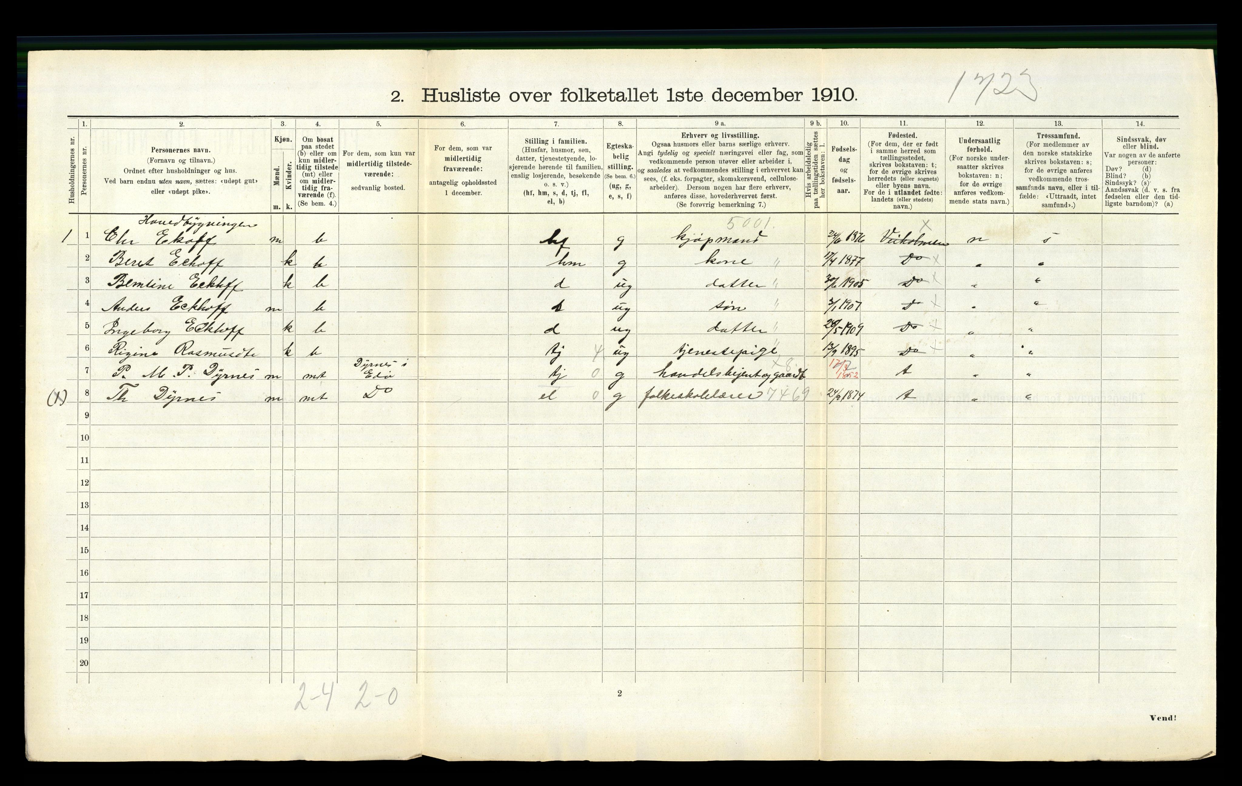 RA, 1910 census for Edøy, 1910, p. 667