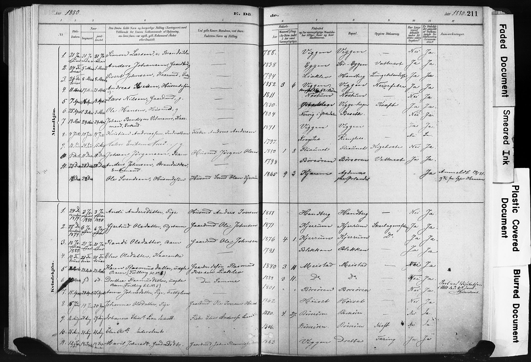 Ministerialprotokoller, klokkerbøker og fødselsregistre - Sør-Trøndelag, AV/SAT-A-1456/665/L0773: Parish register (official) no. 665A08, 1879-1905, p. 211