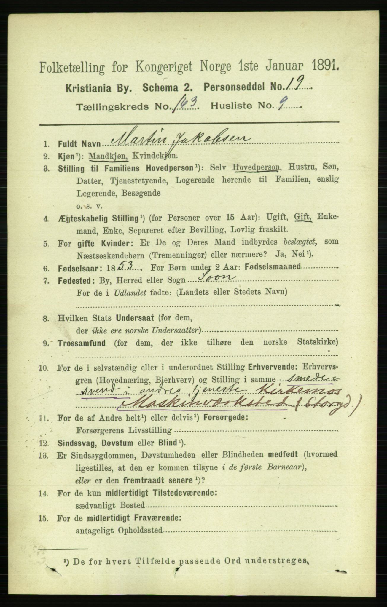 RA, 1891 census for 0301 Kristiania, 1891, p. 93707