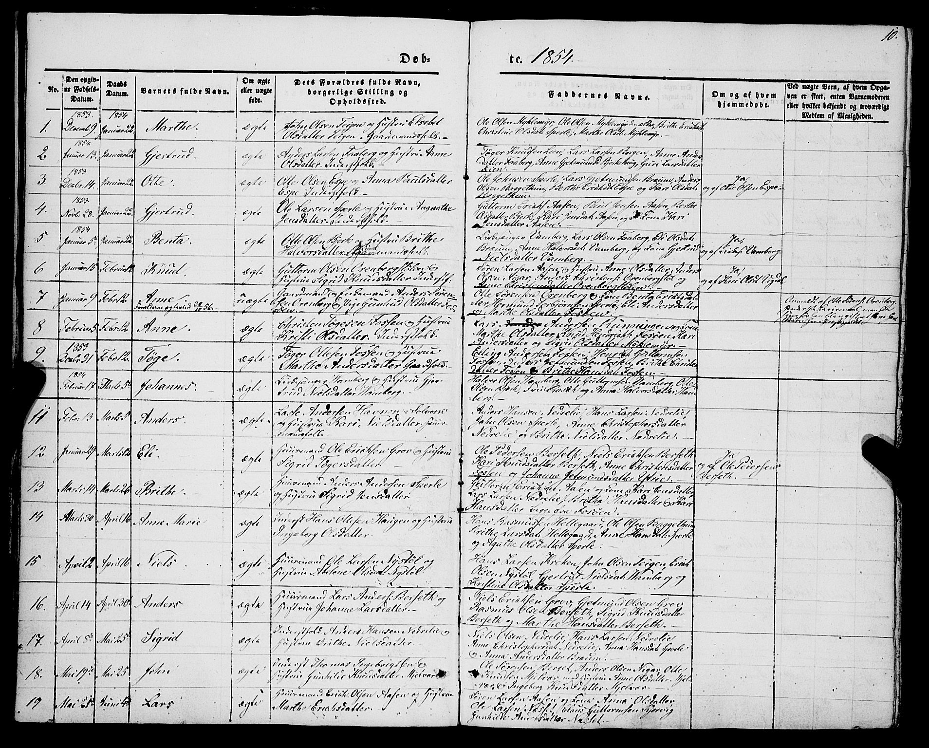 Jostedal sokneprestembete, AV/SAB-A-80601/H/Haa/Haaa/L0005: Parish register (official) no. A 5, 1849-1877, p. 10