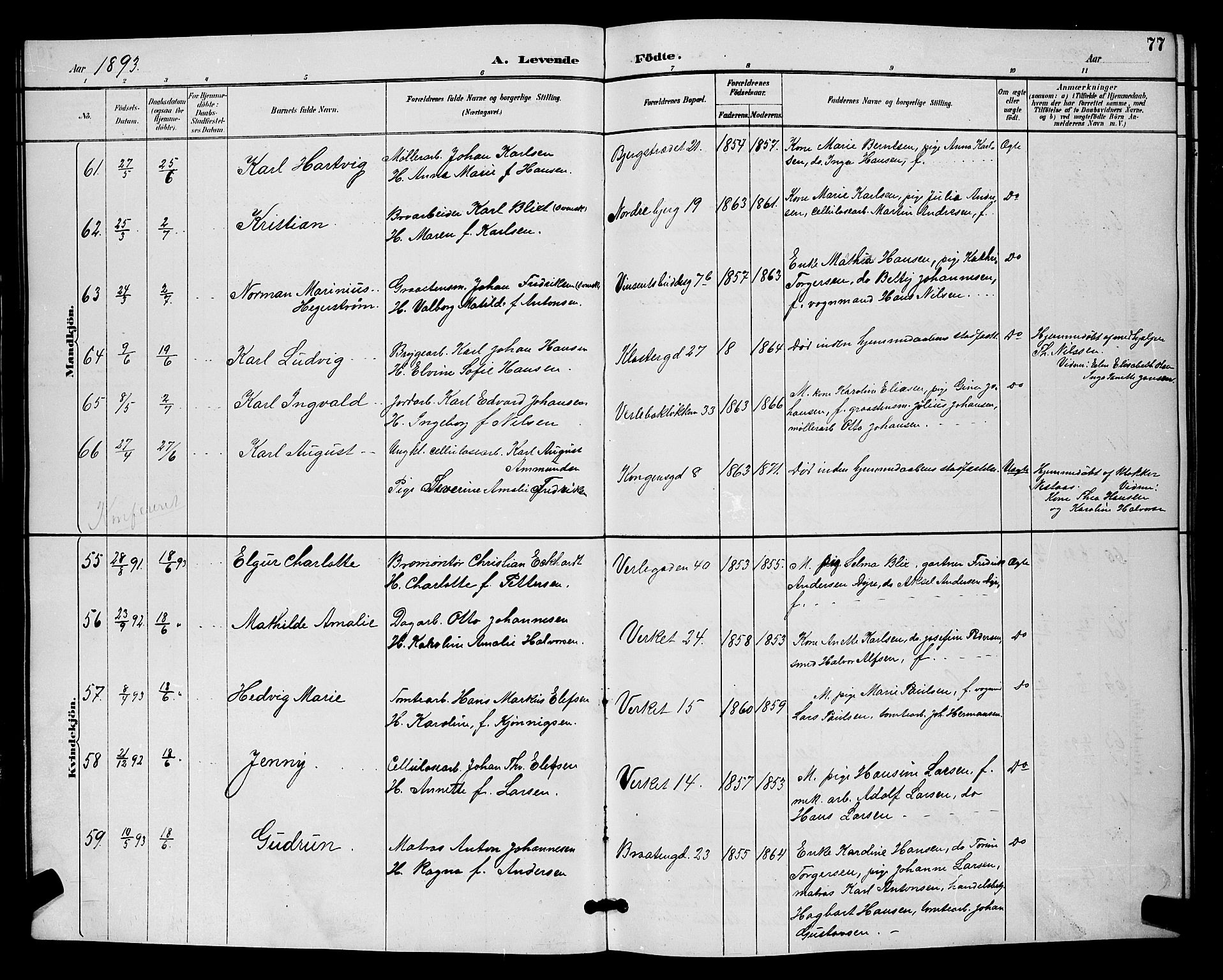 Moss prestekontor Kirkebøker, AV/SAO-A-2003/G/Ga/L0006: Parish register (copy) no. I 6, 1889-1900, p. 77