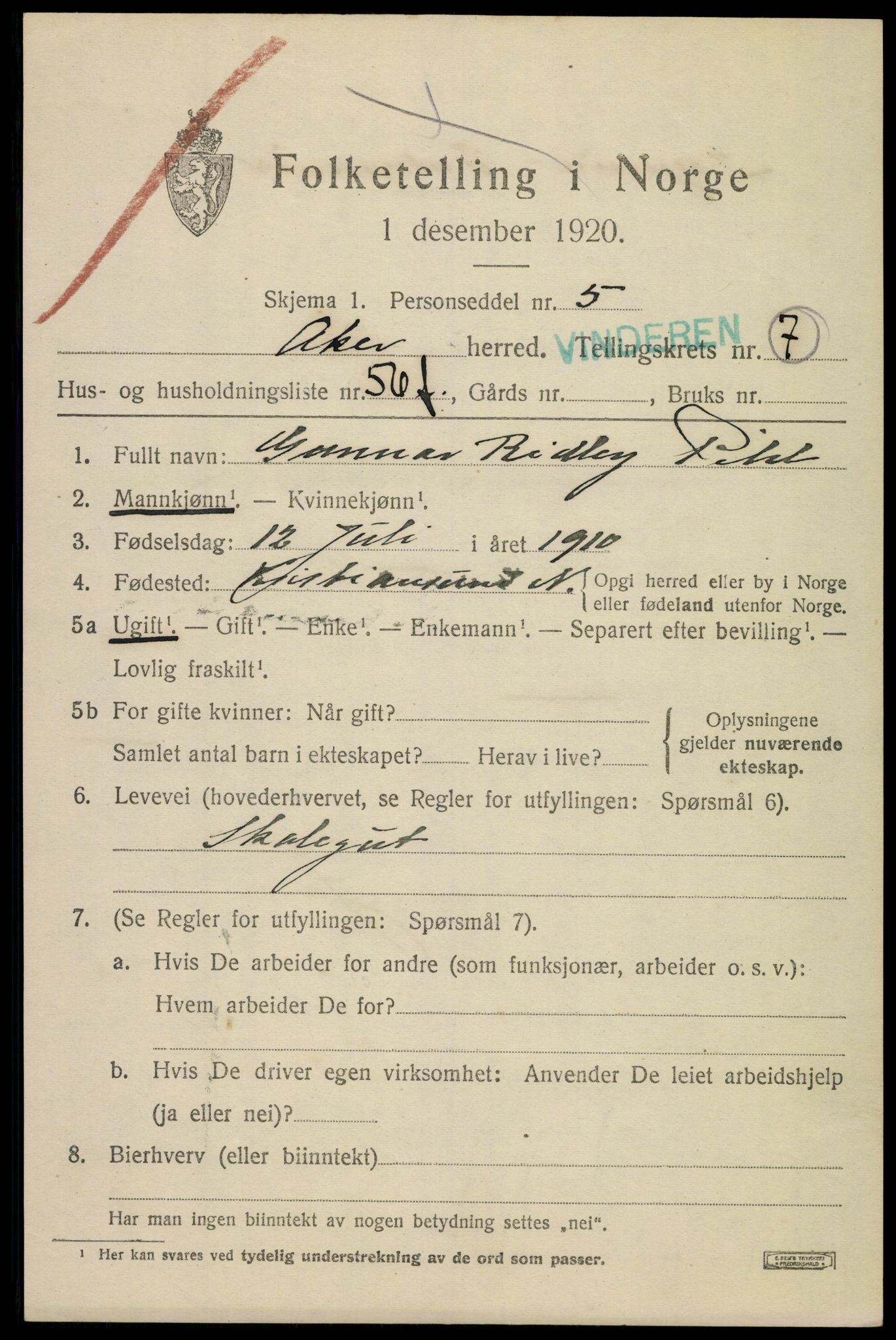 SAO, 1920 census for Aker, 1920, p. 46144