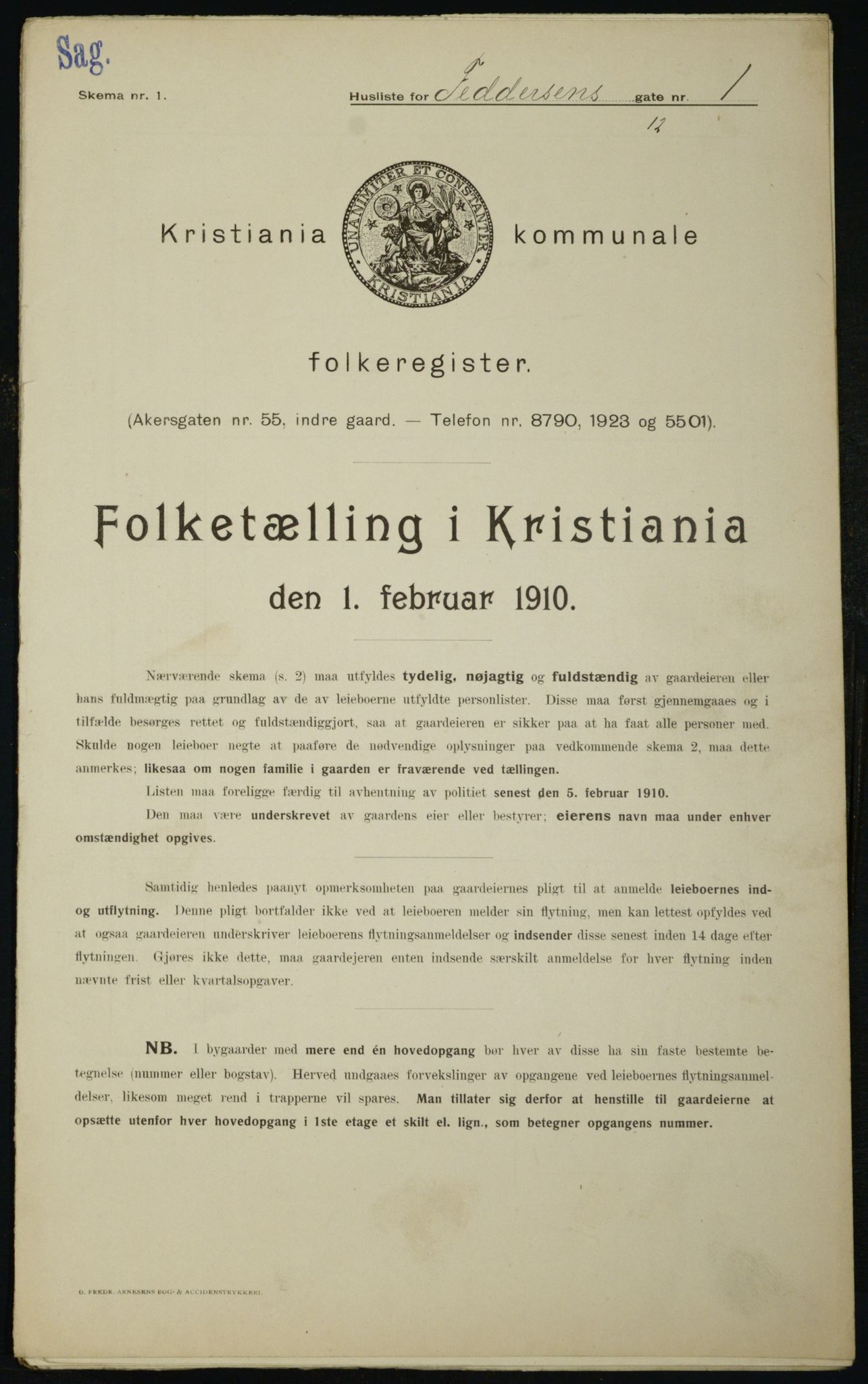OBA, Municipal Census 1910 for Kristiania, 1910, p. 22541