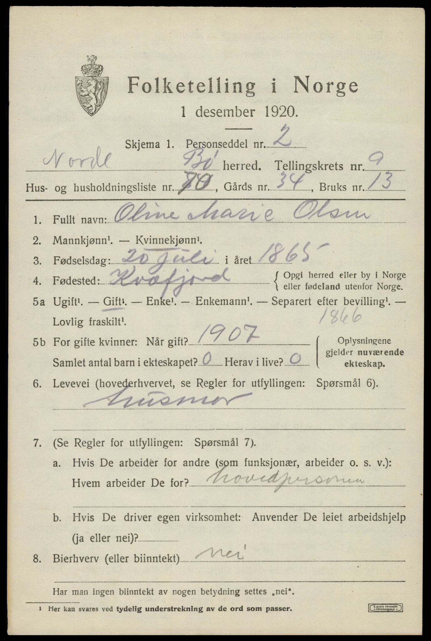 SAT, 1920 census for Bø, 1920, p. 8250