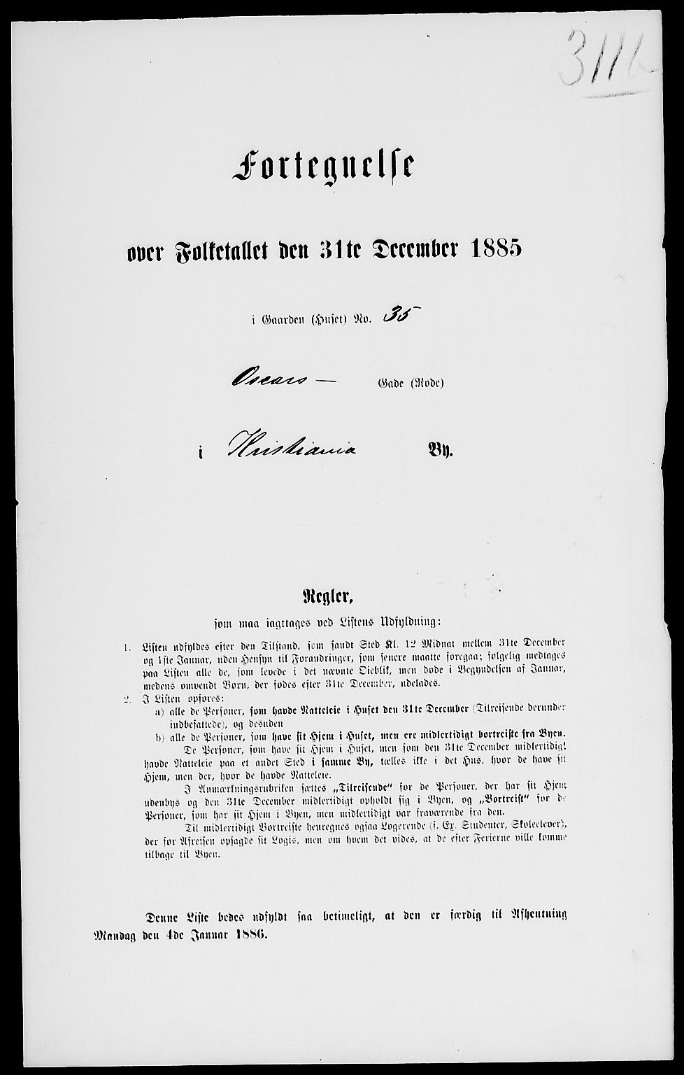 RA, 1885 census for 0301 Kristiania, 1885, p. 3120