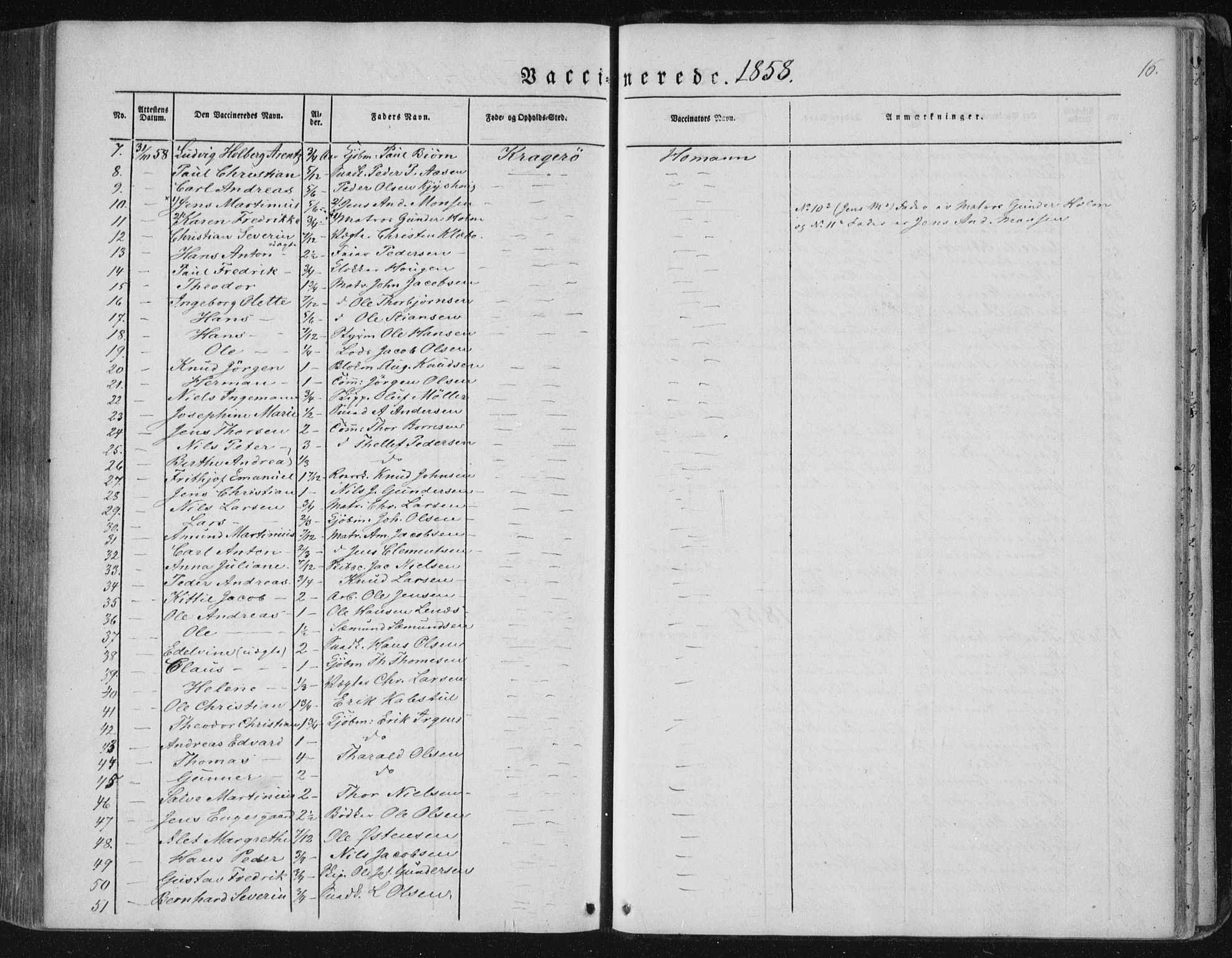 Kragerø kirkebøker, SAKO/A-278/F/Fa/L0006: Parish register (official) no. 6, 1847-1861, p. 16