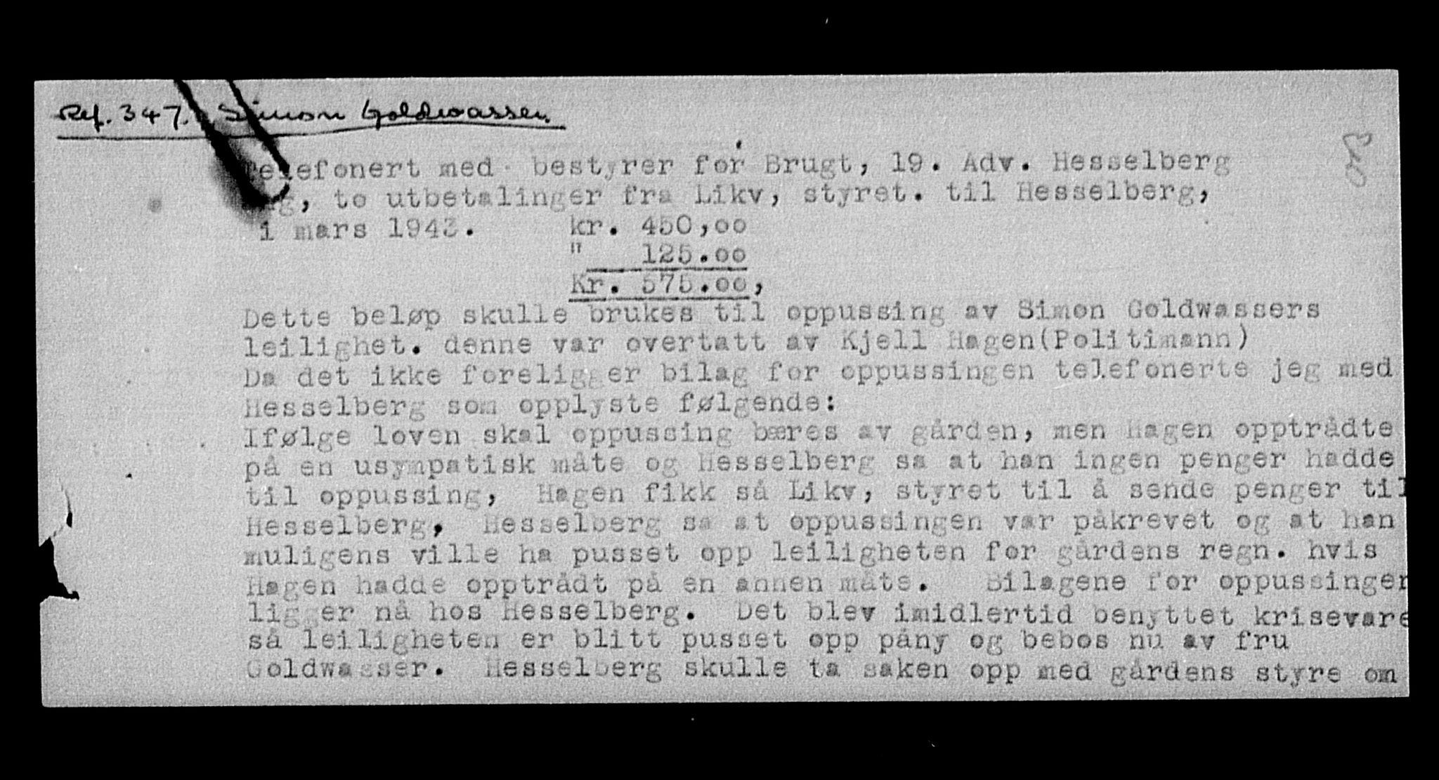 Justisdepartementet, Tilbakeføringskontoret for inndratte formuer, AV/RA-S-1564/H/Hc/Hcc/L0940: --, 1945-1947, p. 18