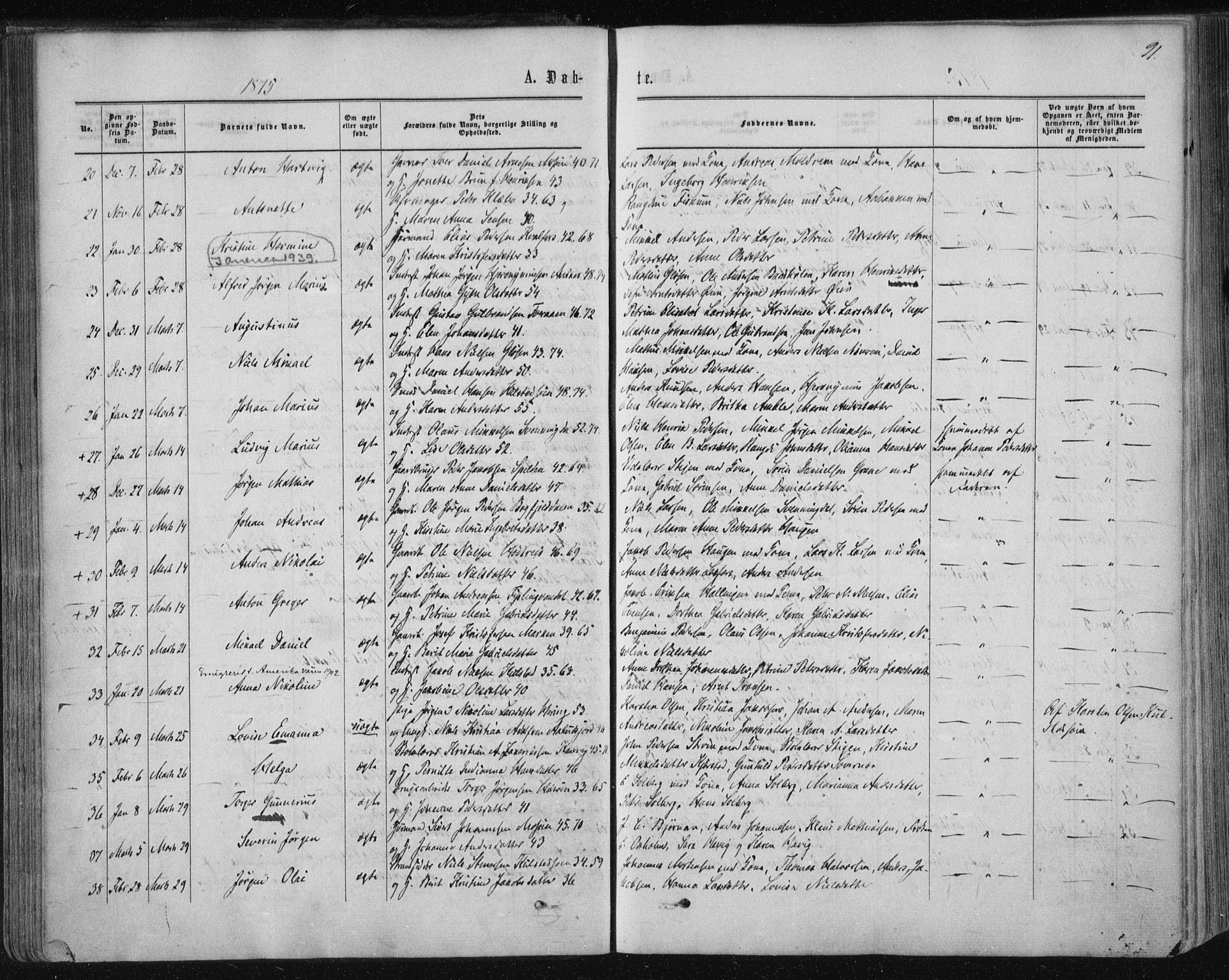 Ministerialprotokoller, klokkerbøker og fødselsregistre - Nordland, SAT/A-1459/820/L0294: Parish register (official) no. 820A15, 1866-1879, p. 91