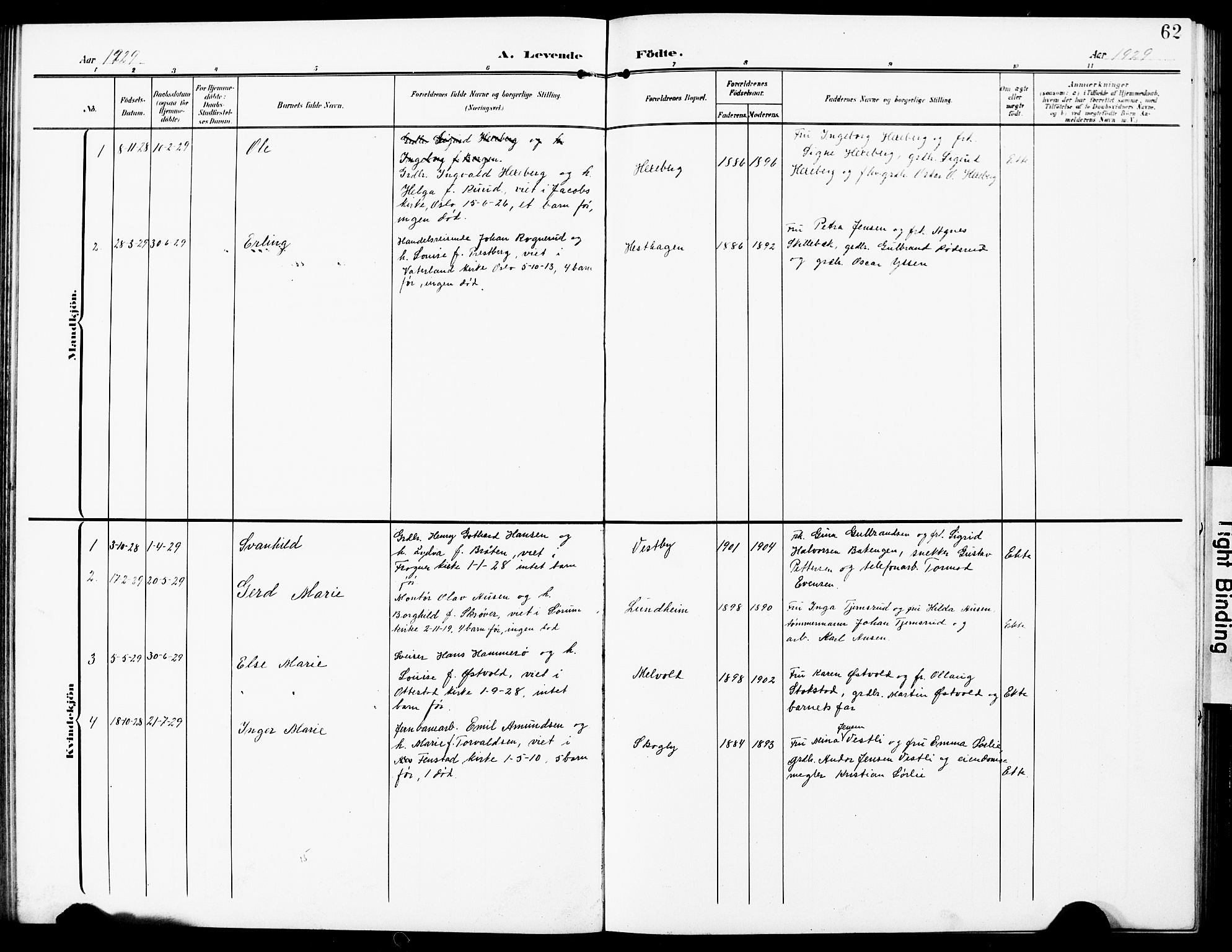 Sørum prestekontor Kirkebøker, AV/SAO-A-10303/G/Gb/L0001: Parish register (copy) no. II 1, 1907-1929, p. 62