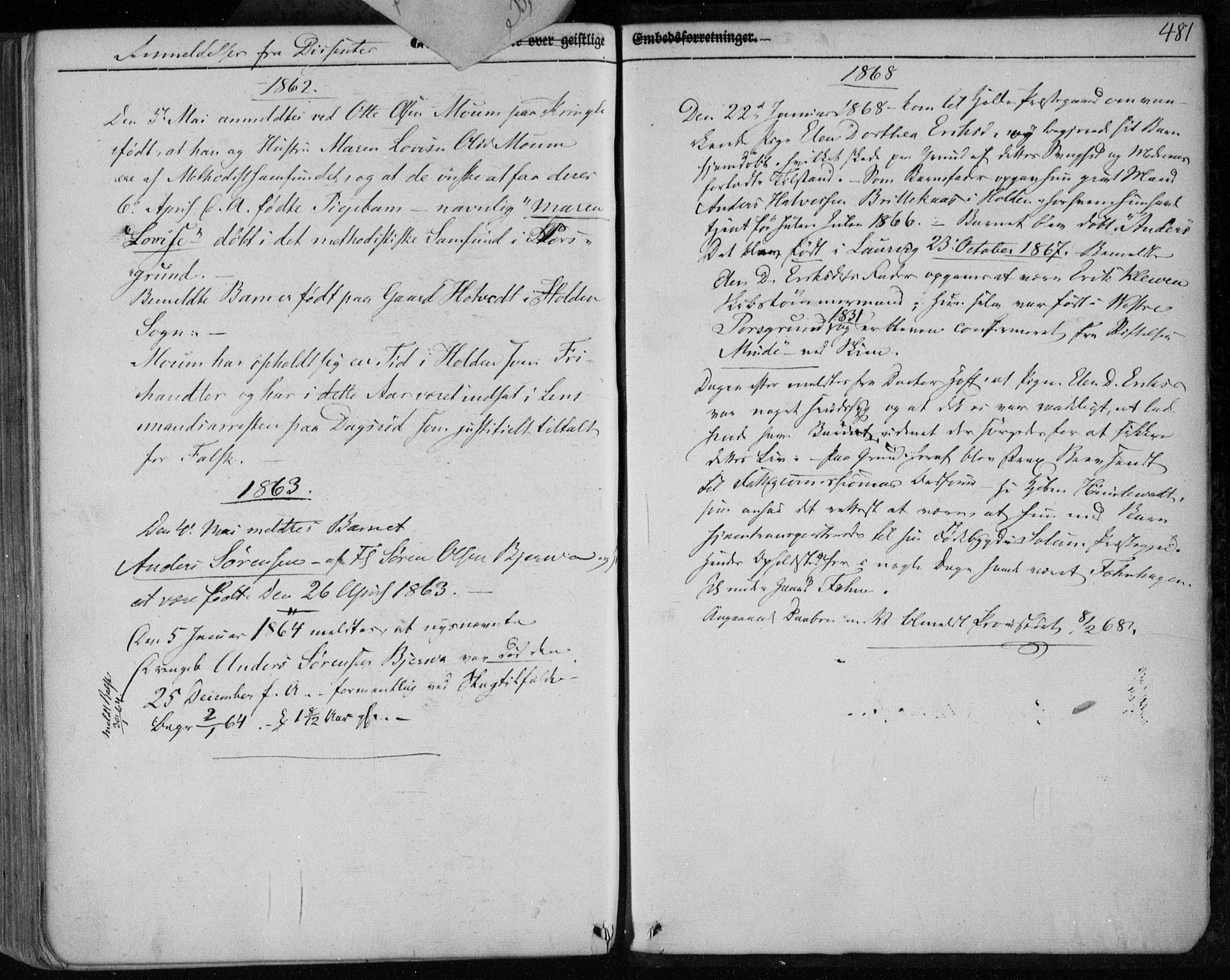 Holla kirkebøker, SAKO/A-272/F/Fa/L0005: Parish register (official) no. 5, 1849-1860, p. 481