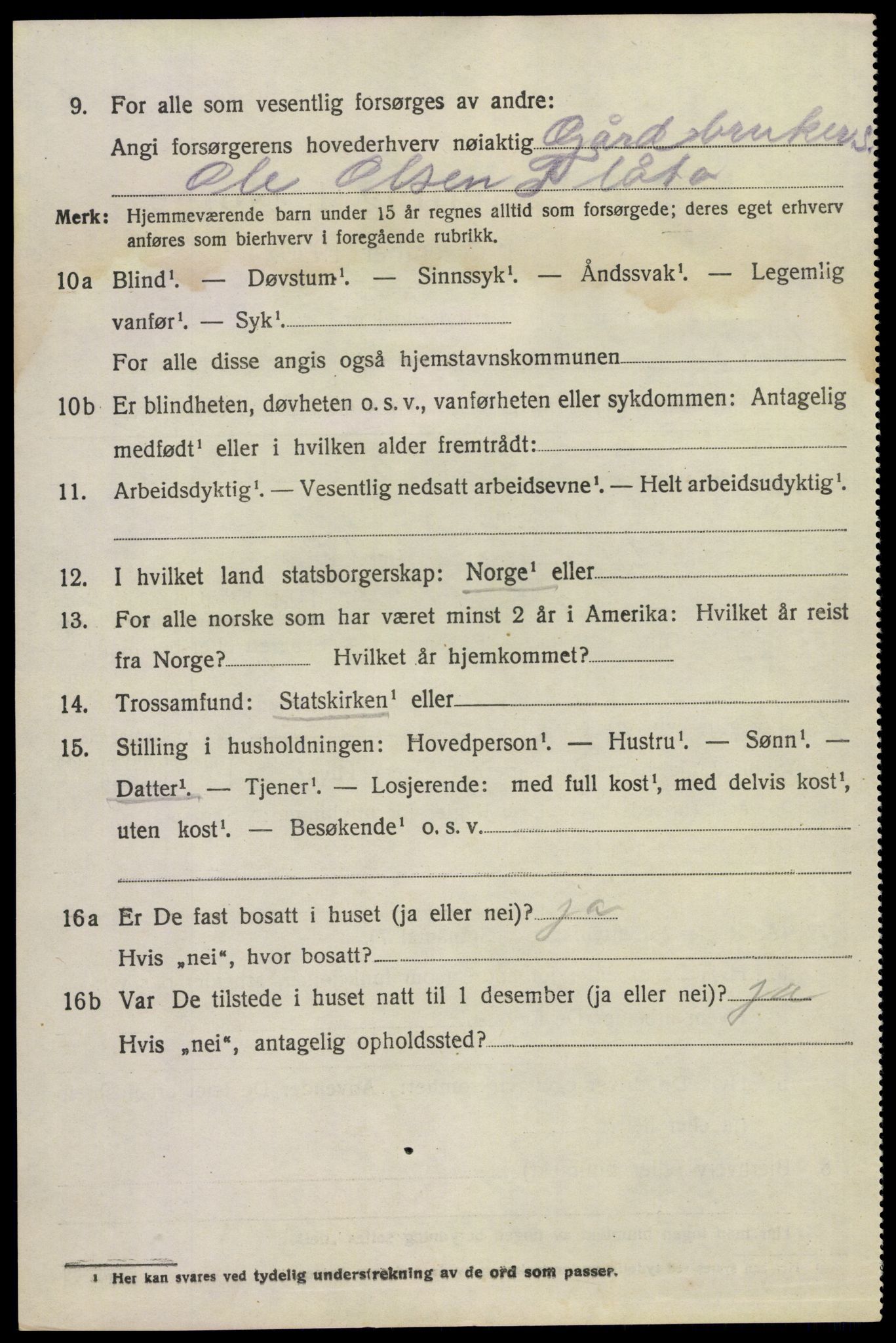 SAKO, 1920 census for Hovin, 1920, p. 1288