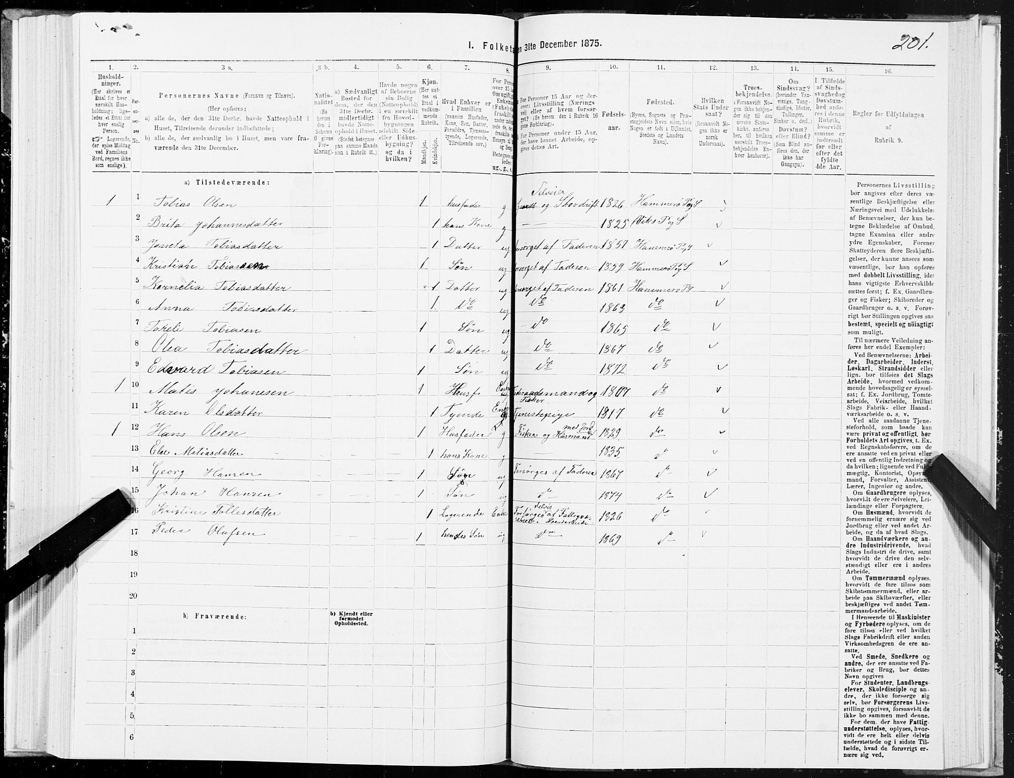 SAT, 1875 census for 1849P Hamarøy, 1875, p. 1201