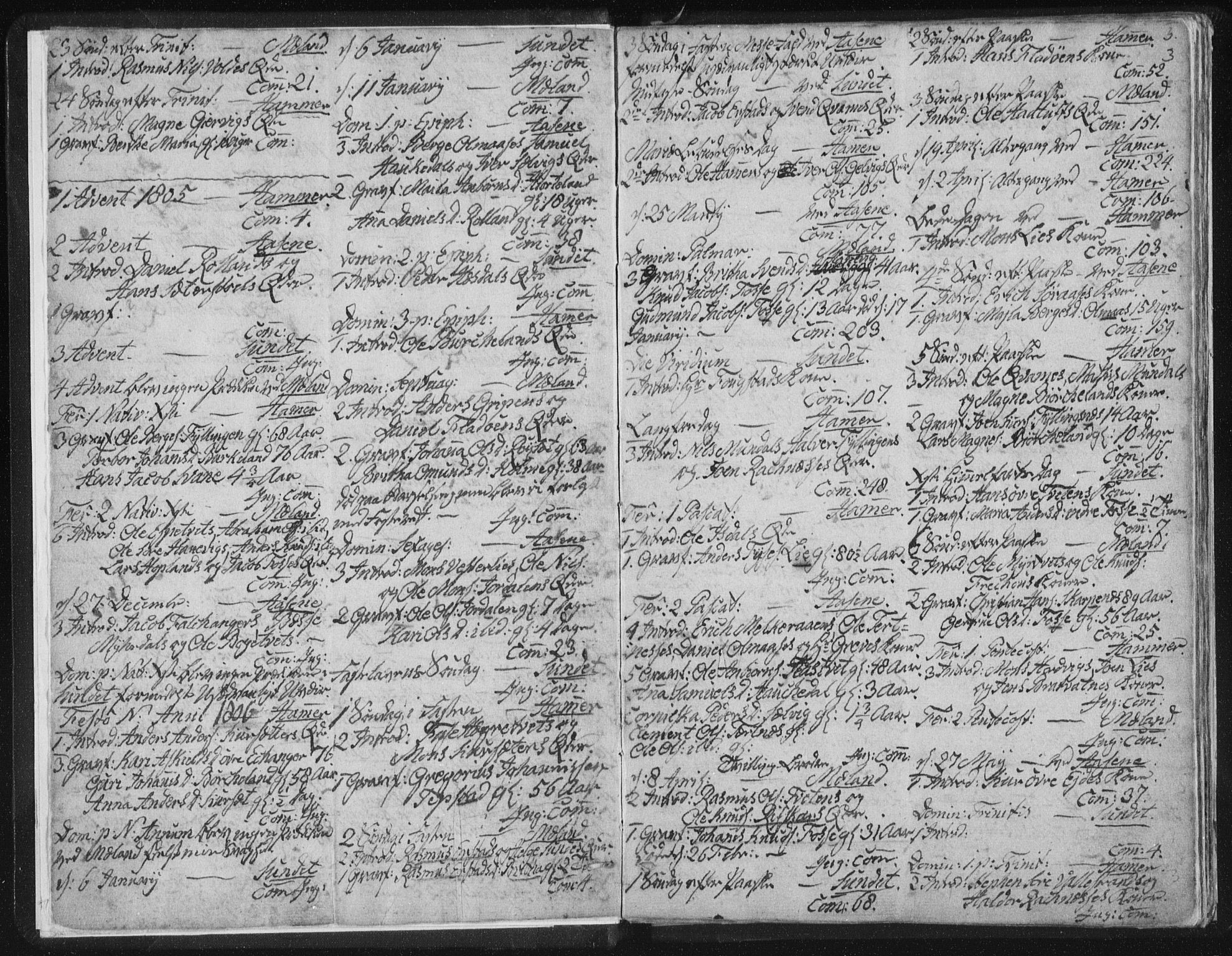 Hamre sokneprestembete, AV/SAB-A-75501/H/Ha/Haa/Haaa/L0009: Parish register (official) no. A 9, 1805-1815, p. 3