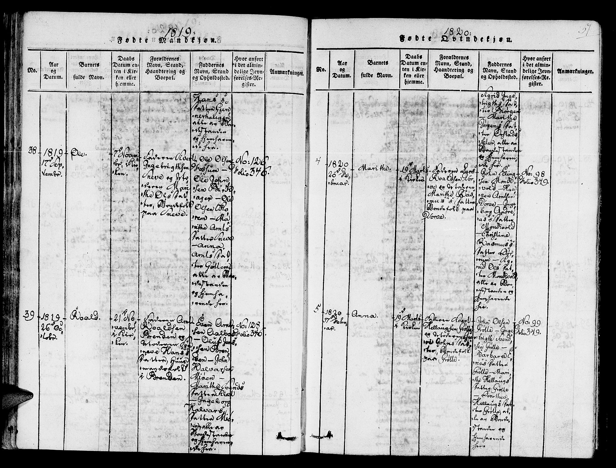 Ministerialprotokoller, klokkerbøker og fødselsregistre - Sør-Trøndelag, AV/SAT-A-1456/678/L0895: Parish register (official) no. 678A05 /1, 1816-1821, p. 51