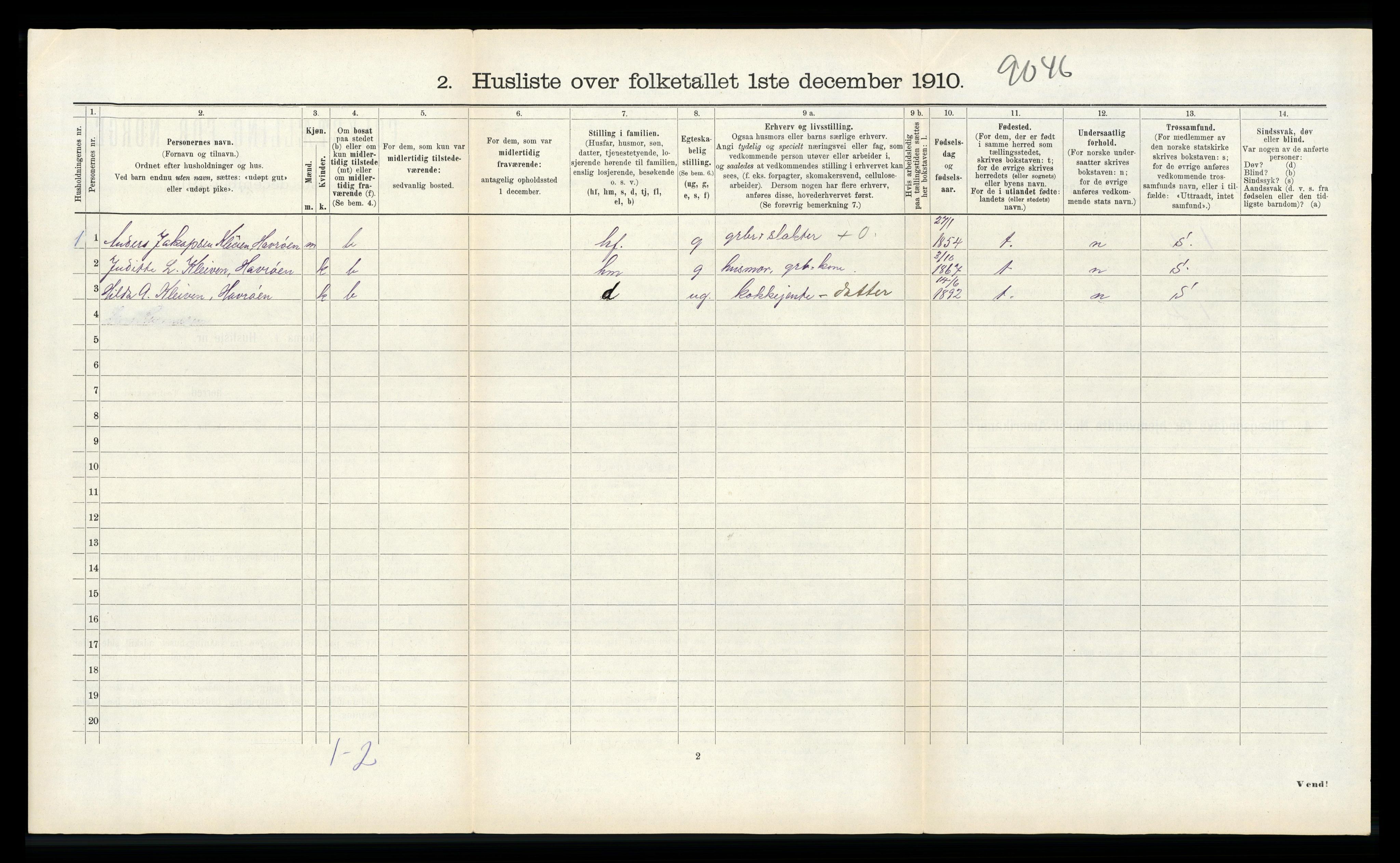 RA, 1910 census for Kinn, 1910, p. 255