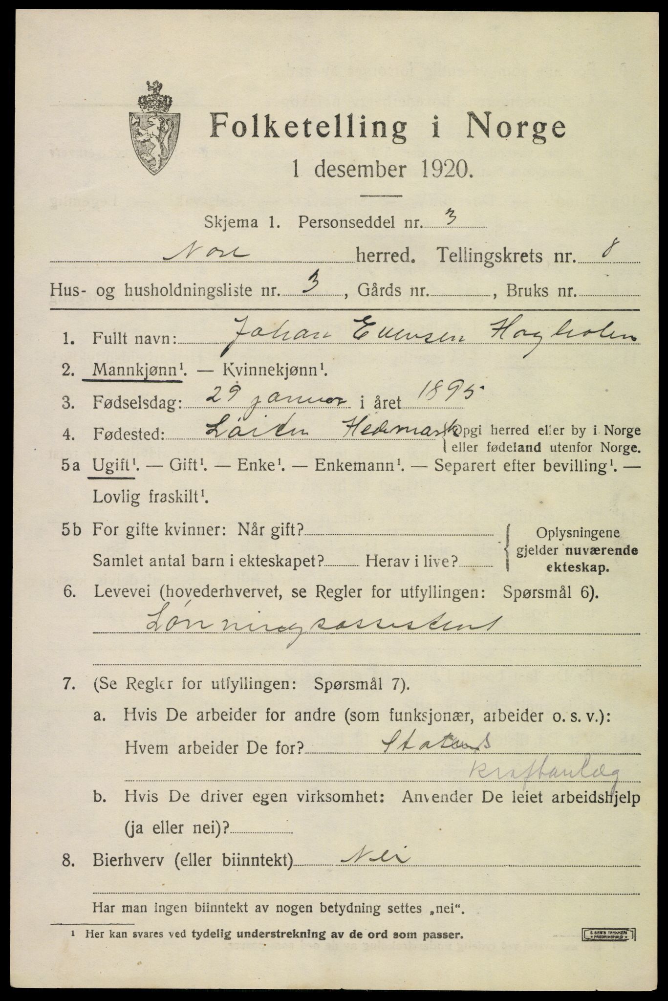 SAKO, 1920 census for Nore, 1920, p. 4022