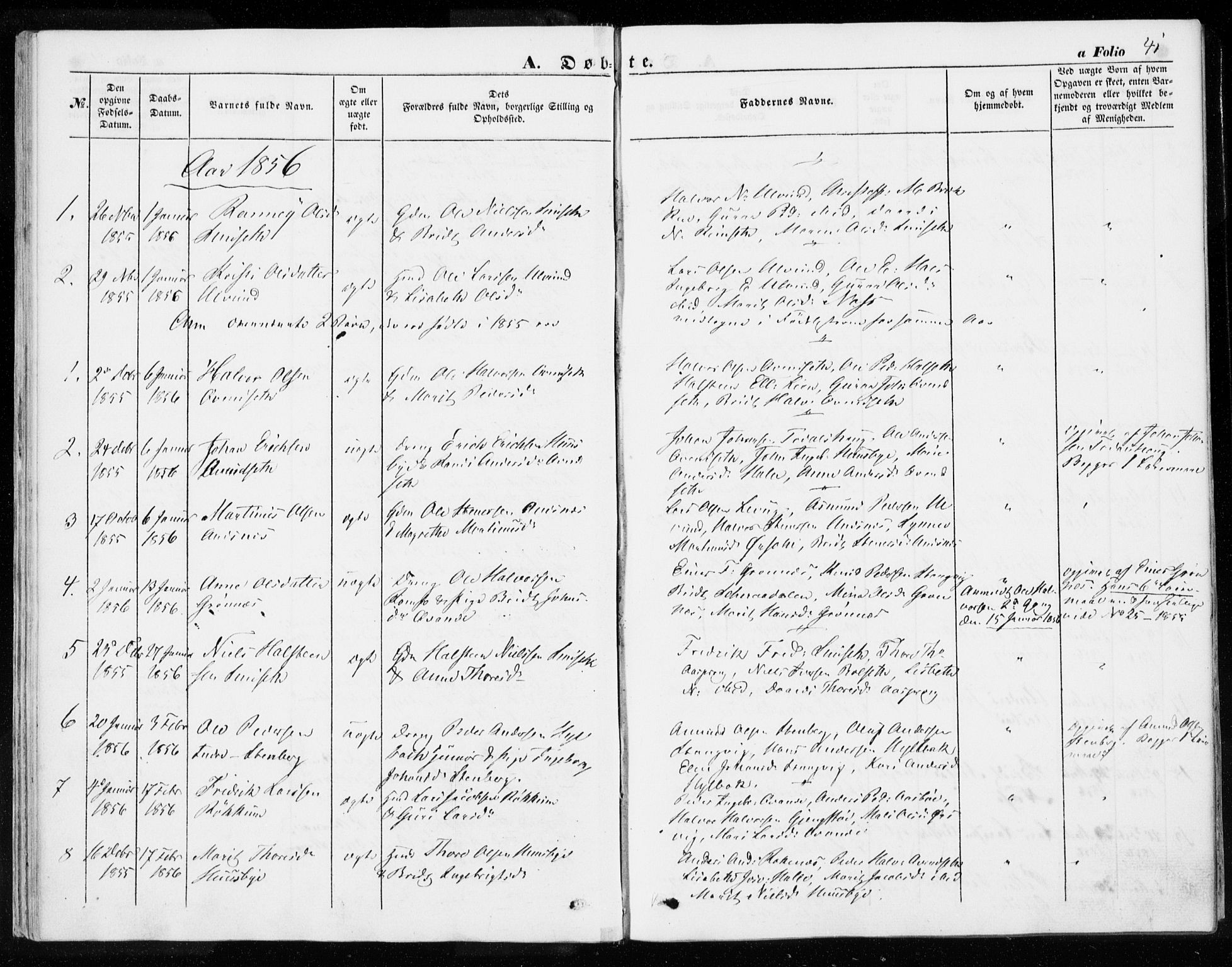 Ministerialprotokoller, klokkerbøker og fødselsregistre - Møre og Romsdal, AV/SAT-A-1454/592/L1026: Parish register (official) no. 592A04, 1849-1867, p. 41
