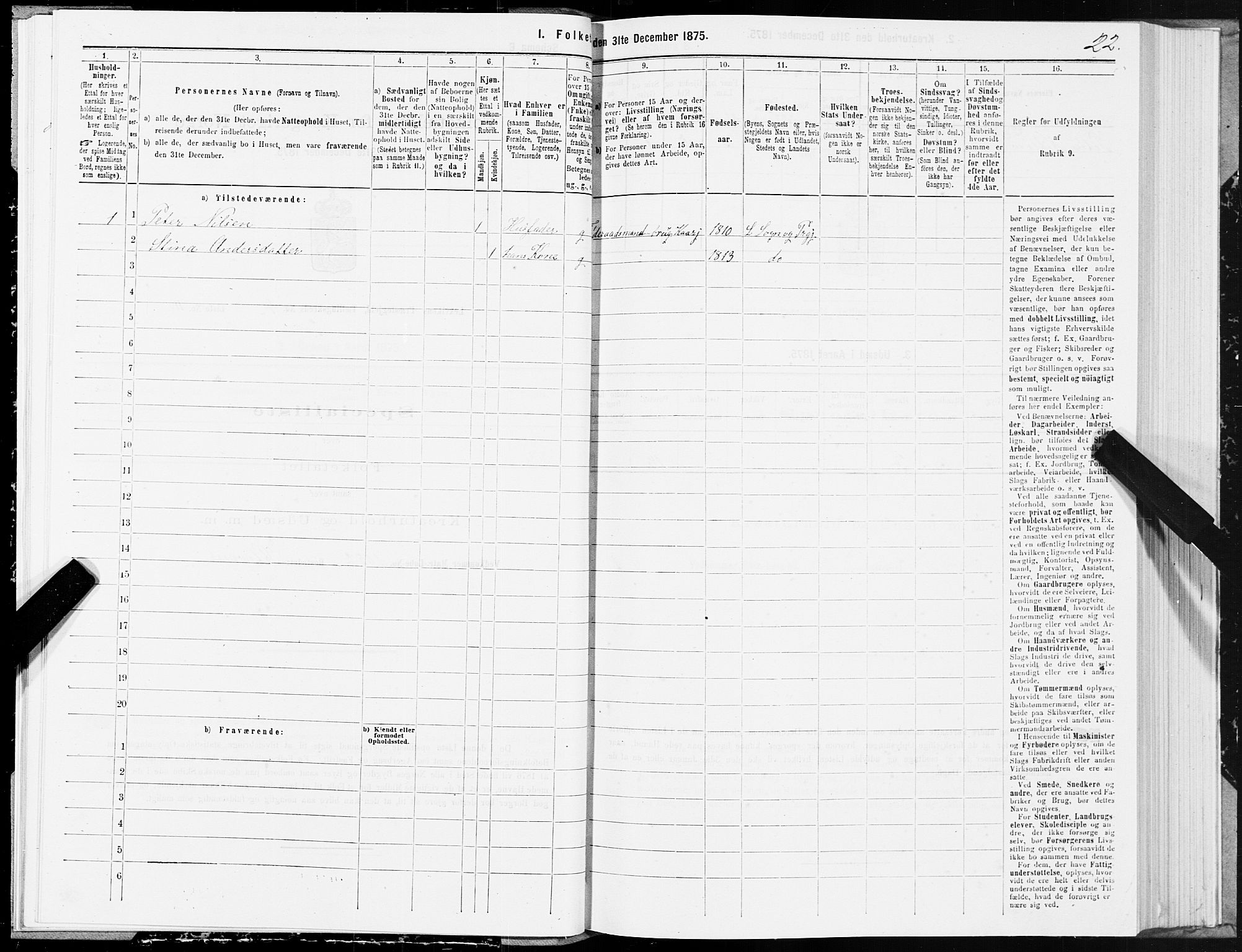 SAT, 1875 census for 1718P Leksvik, 1875, p. 3022