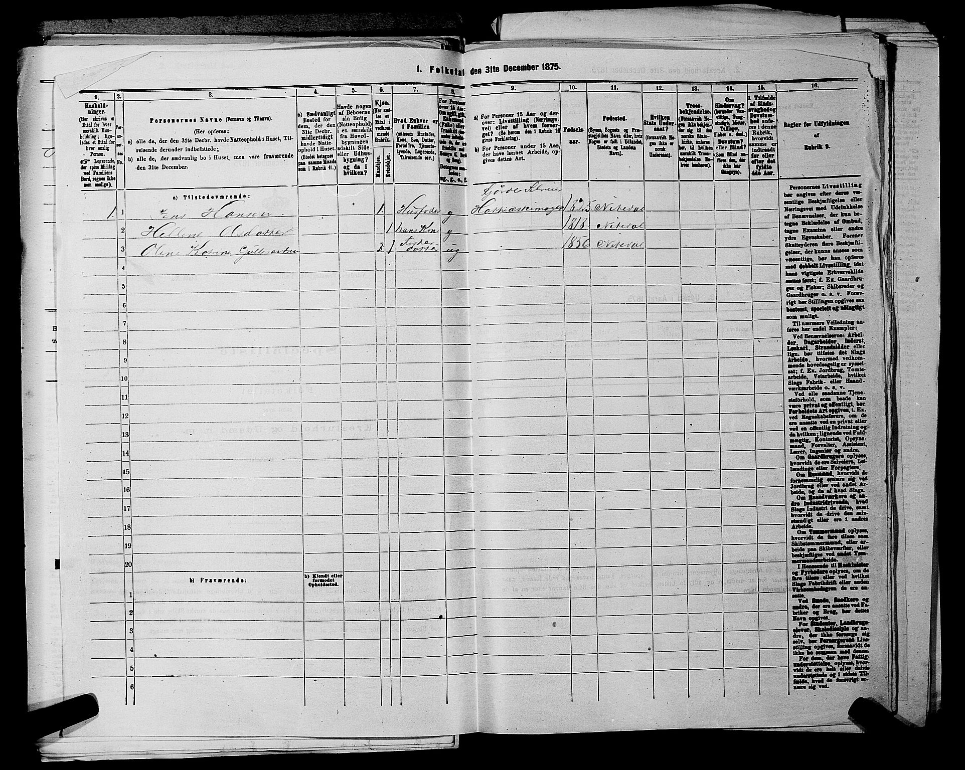 RA, 1875 census for 0233P Nittedal, 1875, p. 385