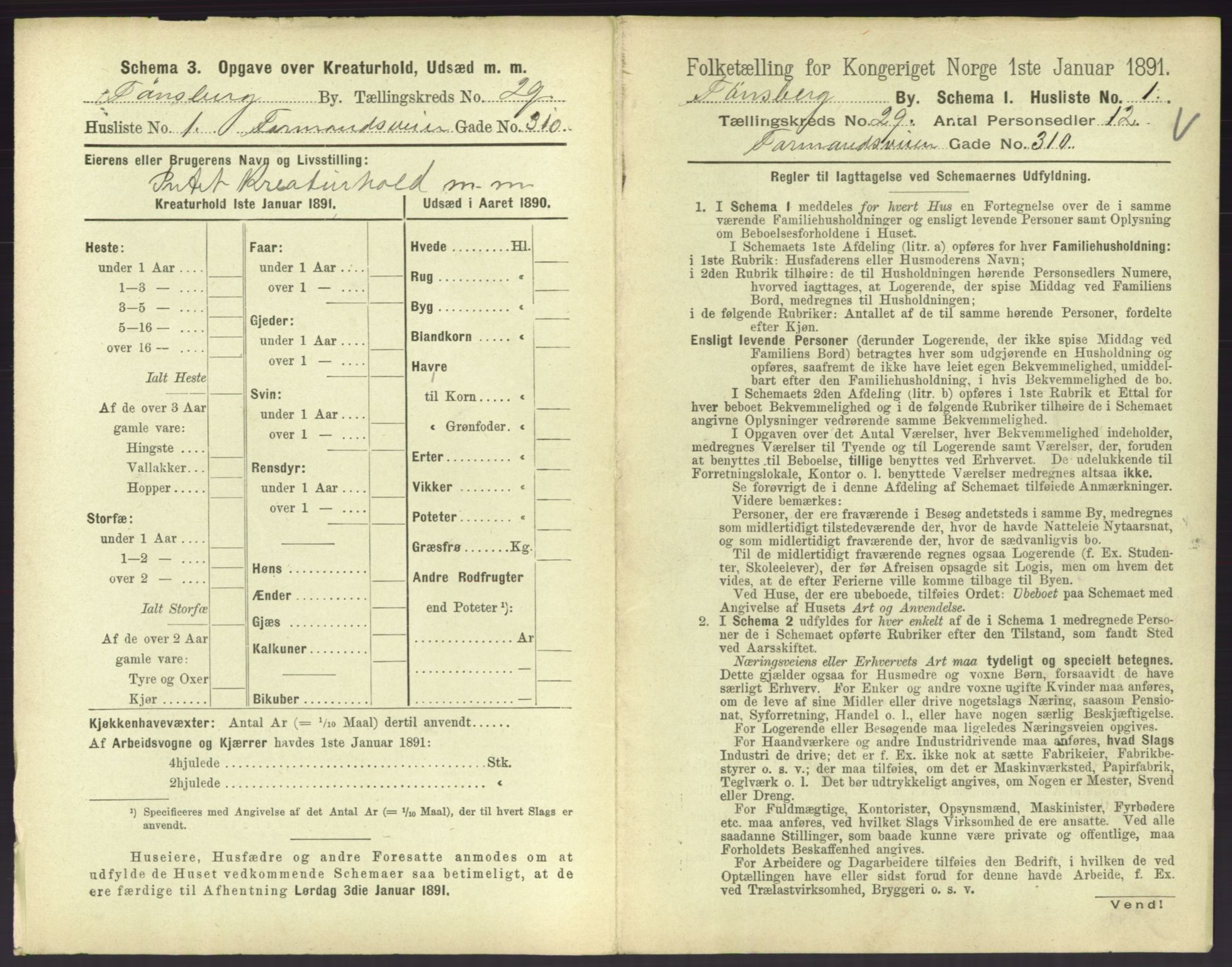 RA, 1891 census for 0705 Tønsberg, 1891, p. 888