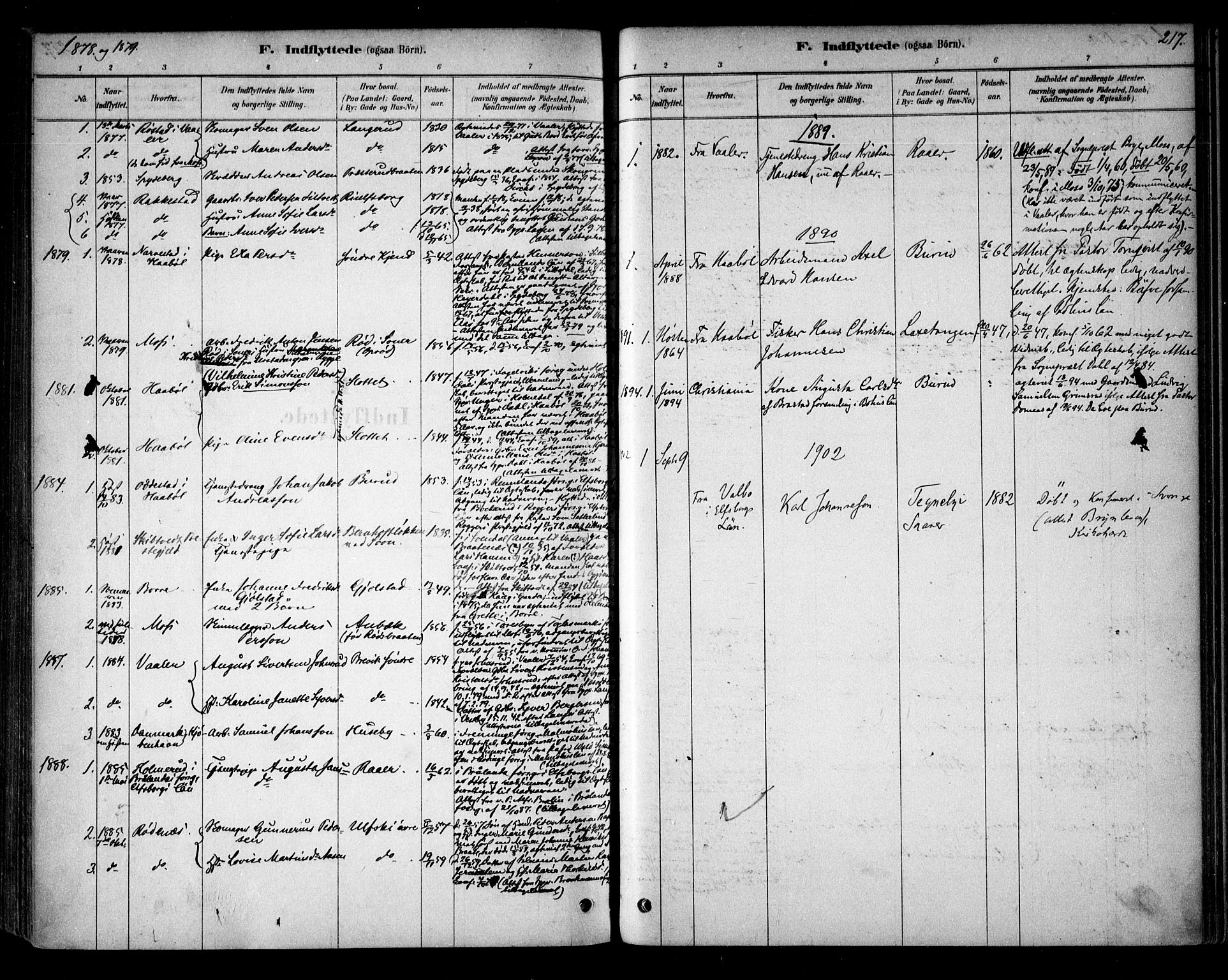 Vestby prestekontor Kirkebøker, AV/SAO-A-10893/F/Fb/L0001: Parish register (official) no. II 1, 1878-1903, p. 217