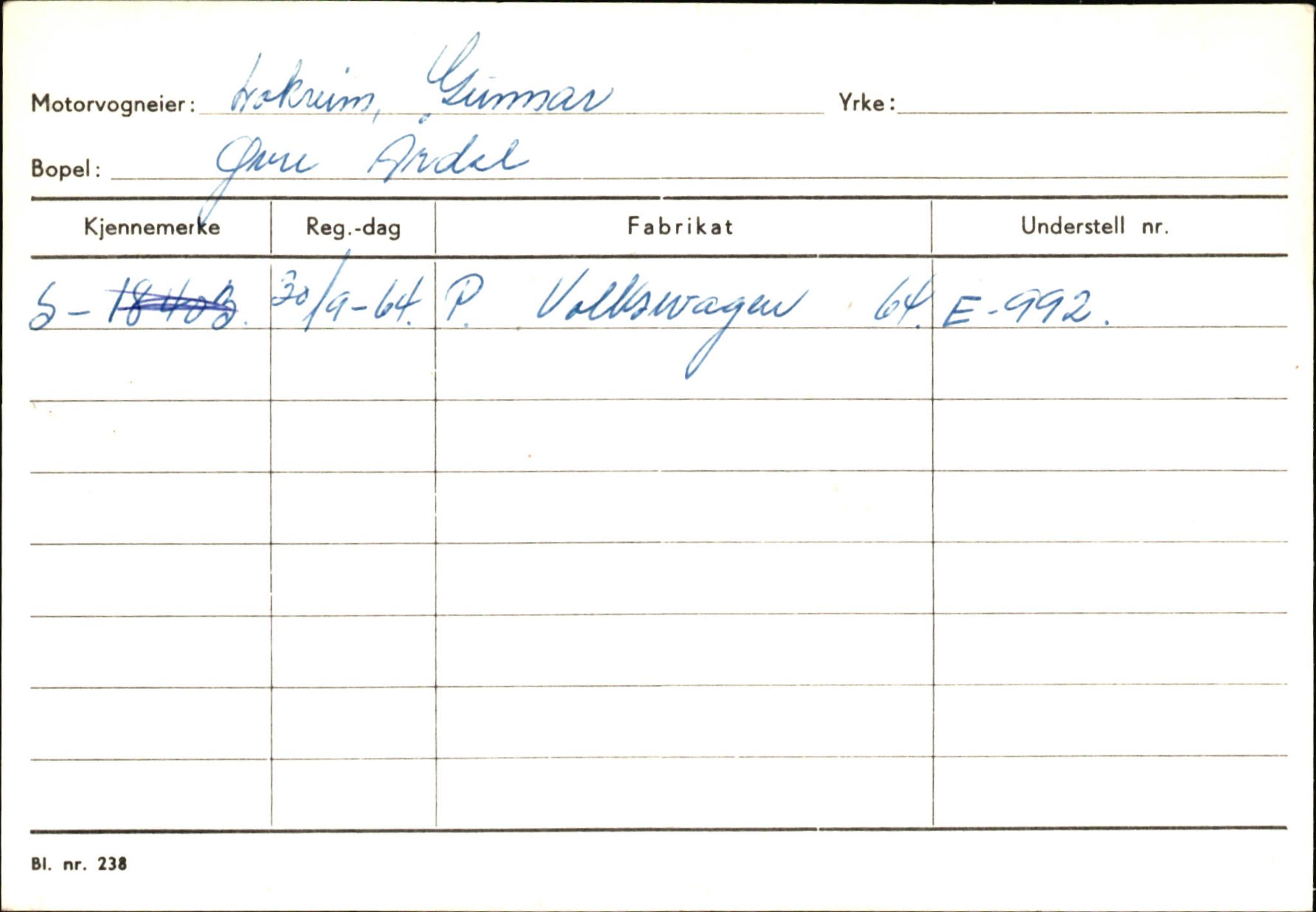 Statens vegvesen, Sogn og Fjordane vegkontor, AV/SAB-A-5301/4/F/L0145: Registerkort Vågsøy S-Å. Årdal I-P, 1945-1975, p. 1471