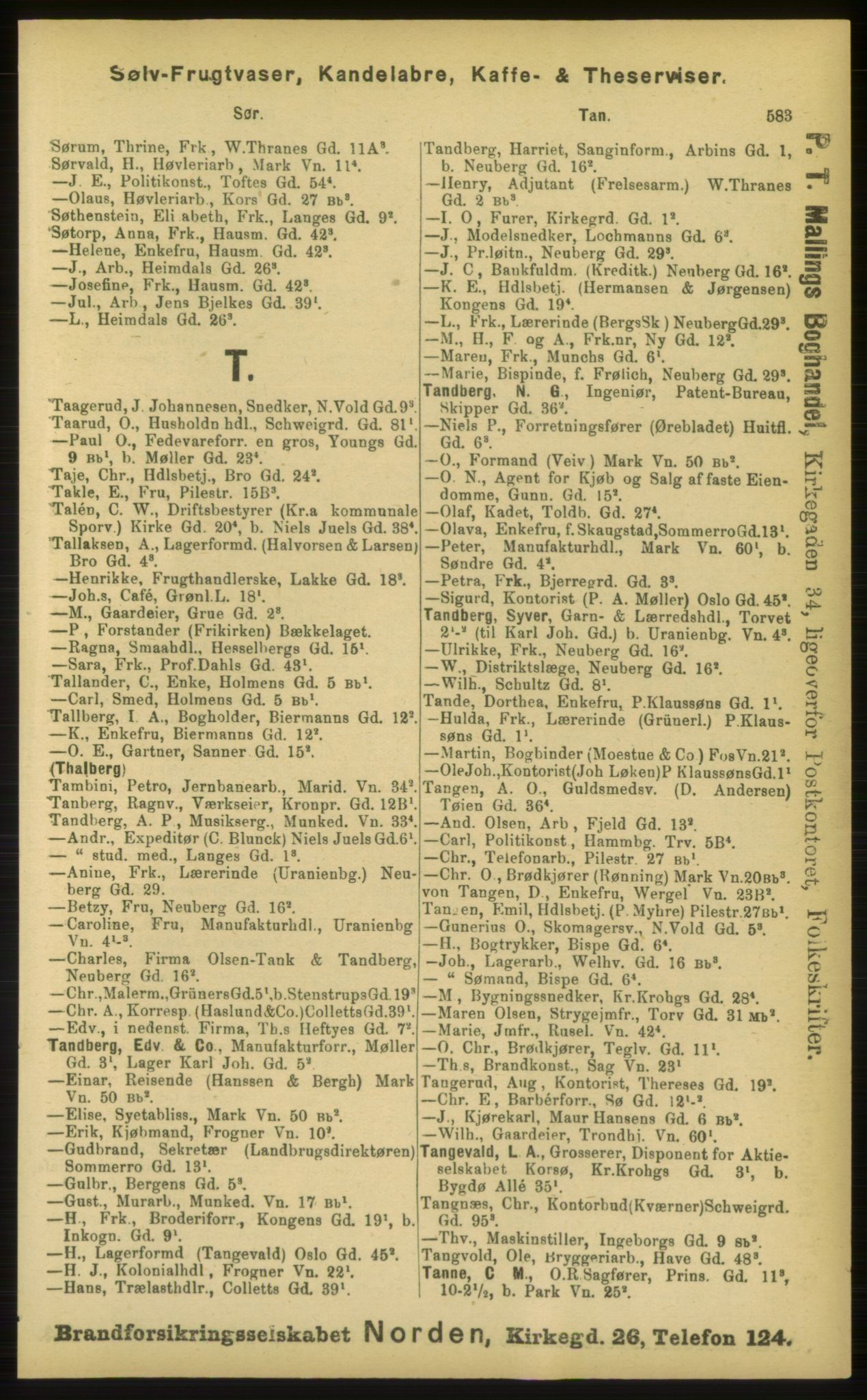 Kristiania/Oslo adressebok, PUBL/-, 1898, p. 583