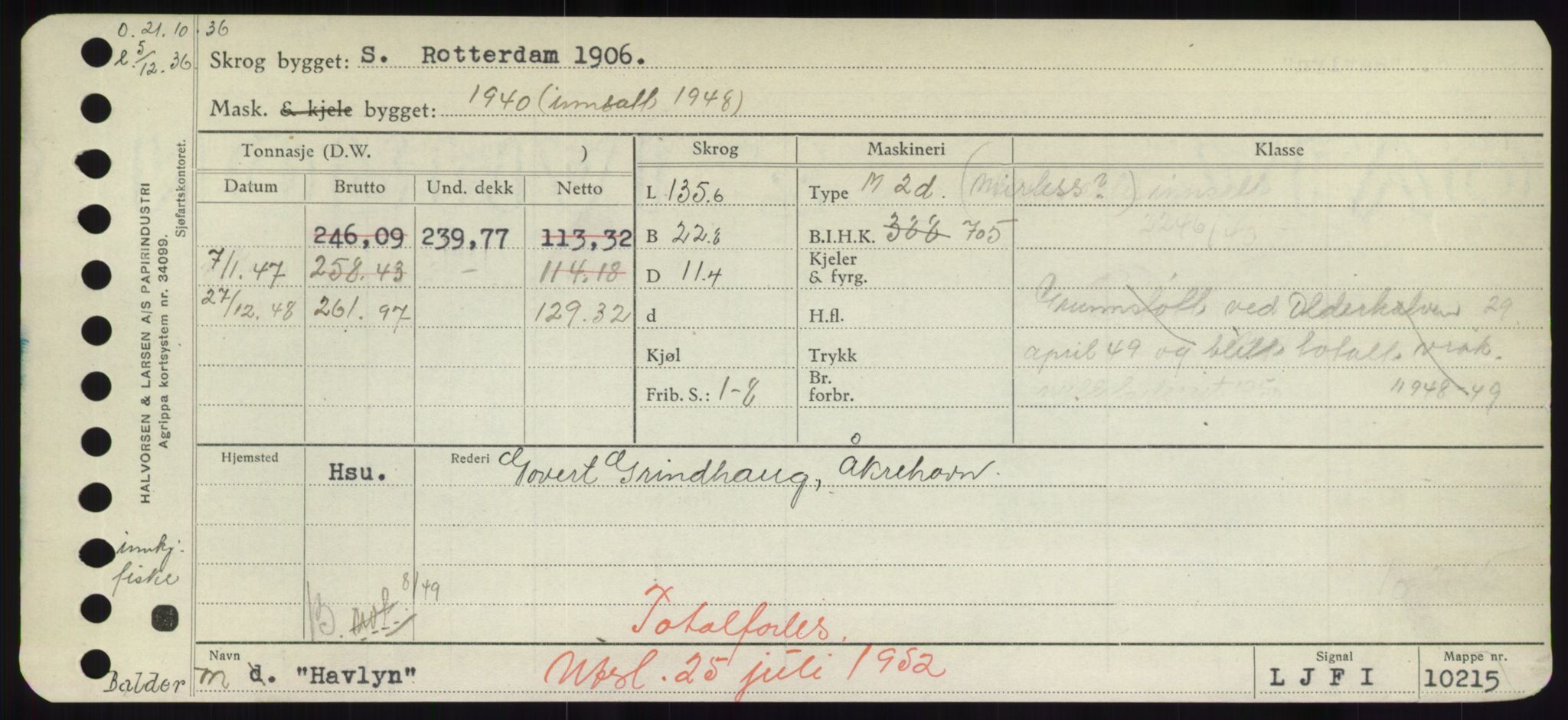 Sjøfartsdirektoratet med forløpere, Skipsmålingen, AV/RA-S-1627/H/Hd/L0014: Fartøy, H-Havl, p. 621