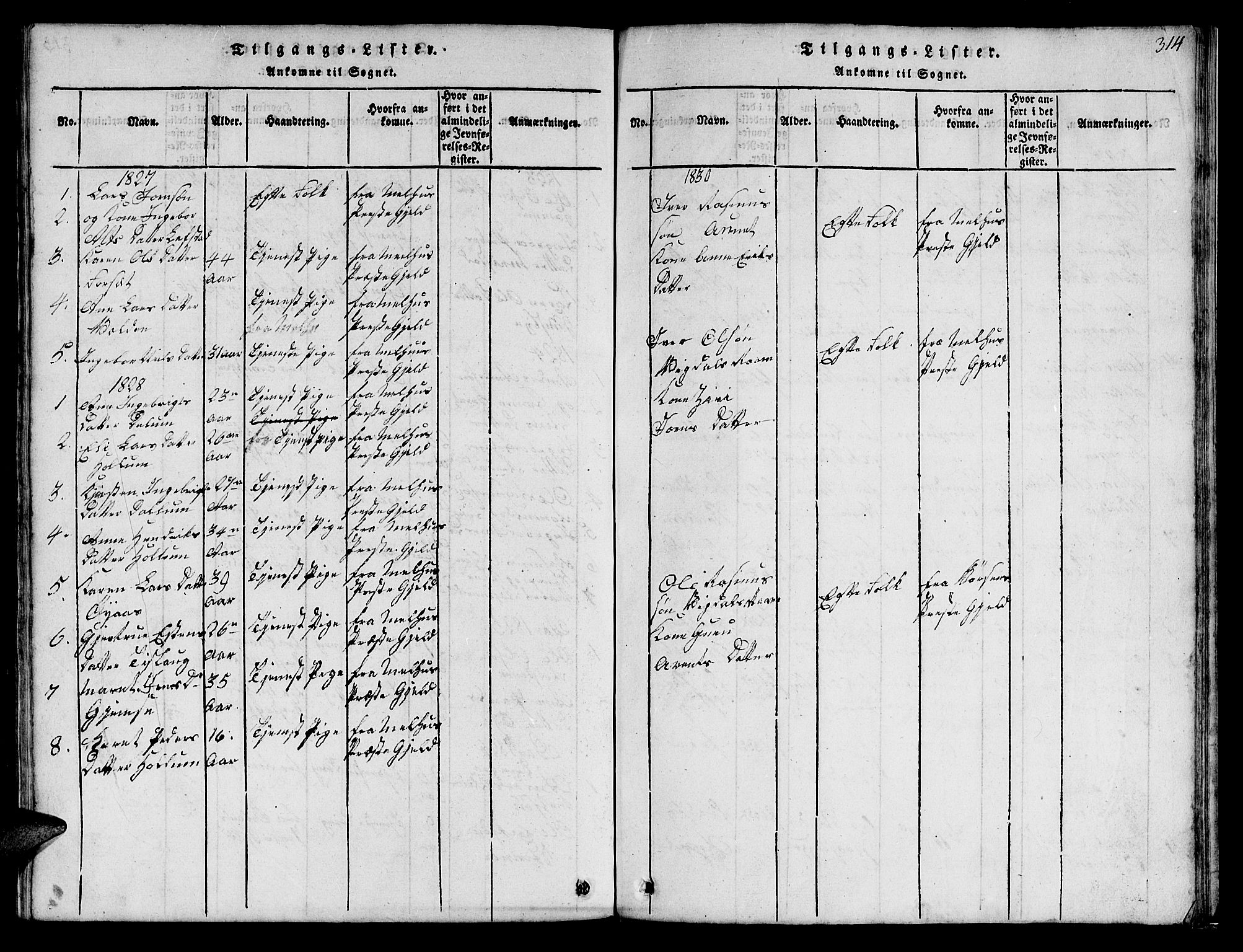 Ministerialprotokoller, klokkerbøker og fødselsregistre - Sør-Trøndelag, SAT/A-1456/666/L0788: Parish register (copy) no. 666C01, 1816-1847, p. 314