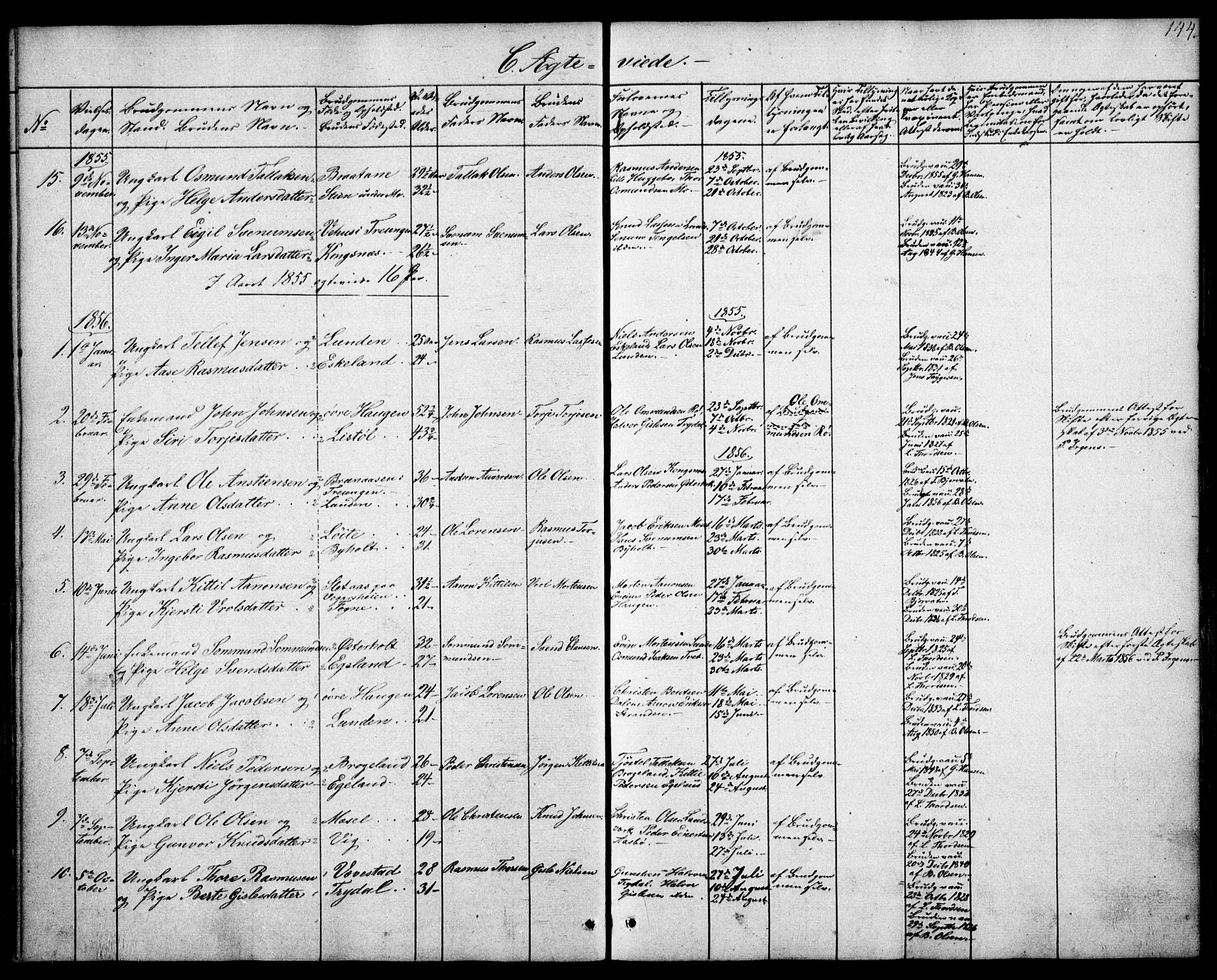 Gjerstad sokneprestkontor, SAK/1111-0014/F/Fa/Faa/L0006: Parish register (official) no. A 6, 1841-1857, p. 144