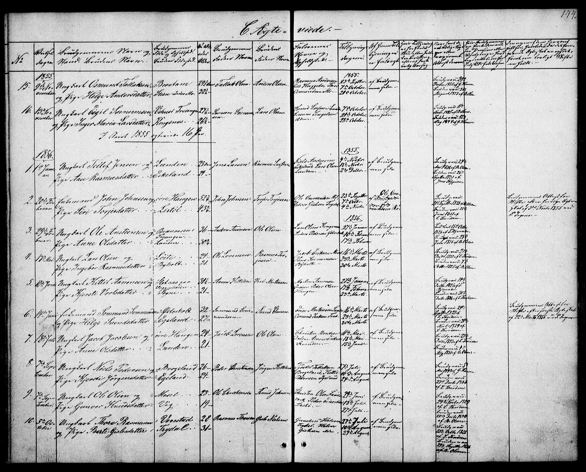 Gjerstad sokneprestkontor, AV/SAK-1111-0014/F/Fa/Faa/L0006: Parish register (official) no. A 6, 1841-1857, p. 144