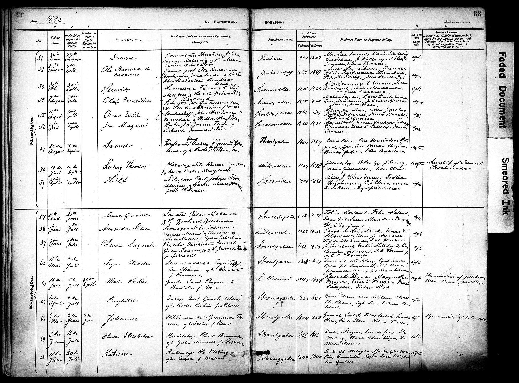 Haugesund sokneprestkontor, AV/SAST-A -101863/H/Ha/Haa/L0006: Parish register (official) no. A 6, 1891-1907, p. 33