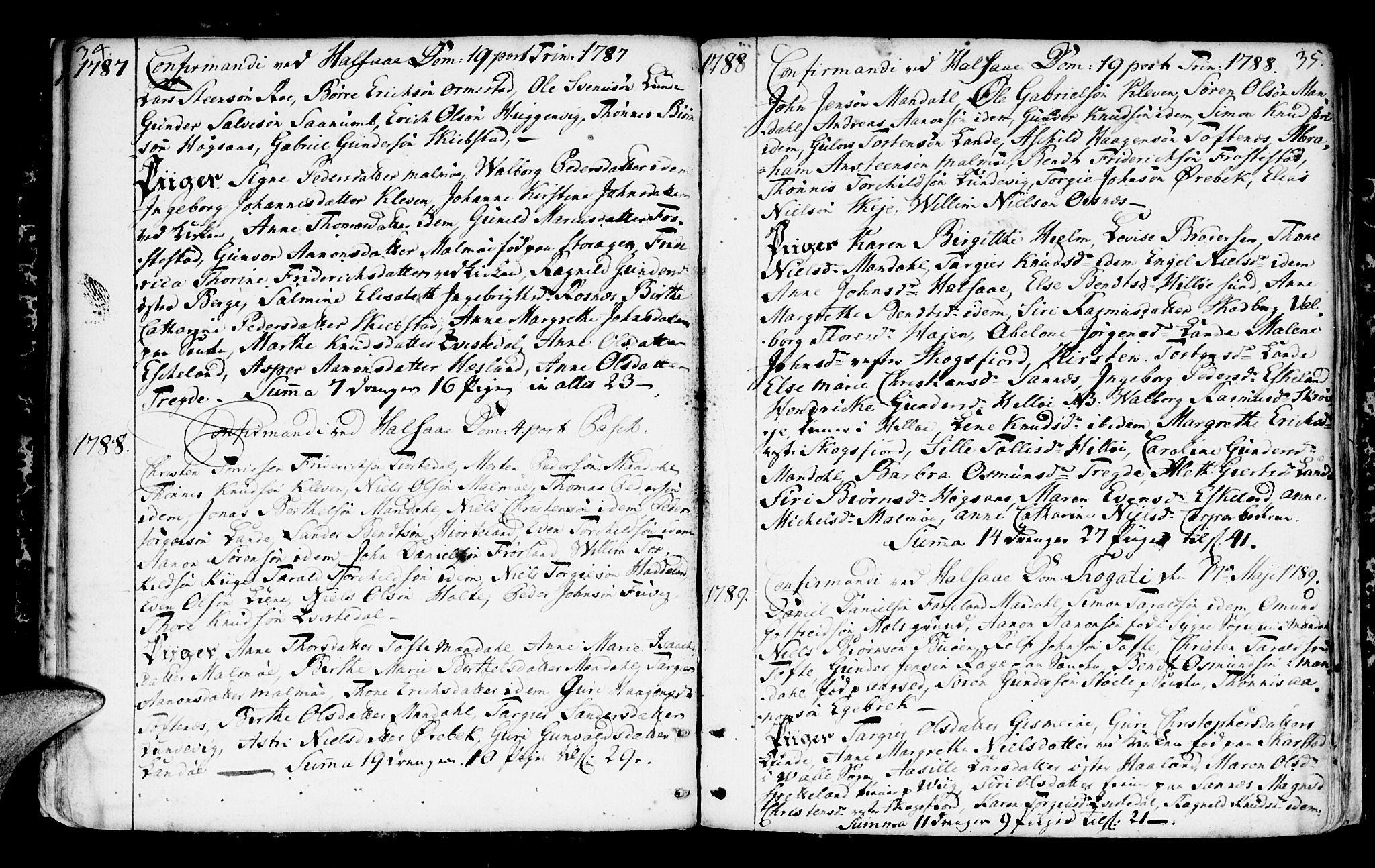 Mandal sokneprestkontor, AV/SAK-1111-0030/F/Fa/Faa/L0004: Parish register (official) no. A 4, 1745-1817, p. 34-35