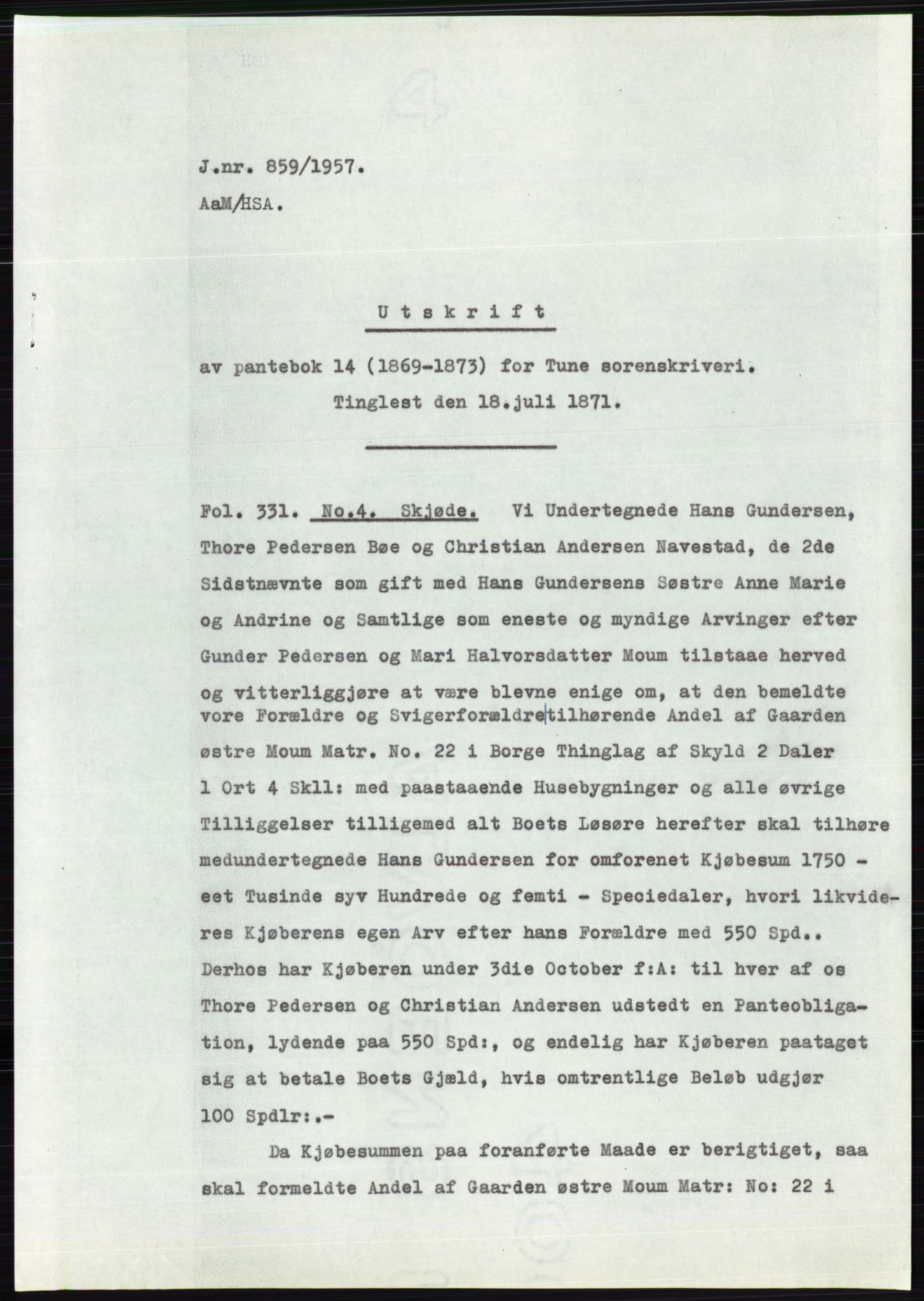Statsarkivet i Oslo, AV/SAO-A-10621/Z/Zd/L0007: Avskrifter, j.nr 804-1436/1957, 1957, p. 10