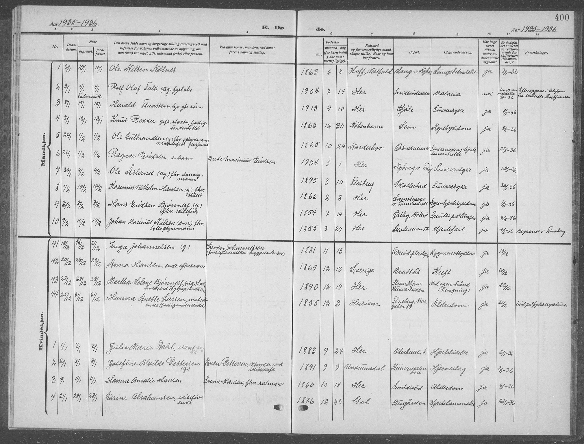 Nøtterøy kirkebøker, SAKO/A-354/G/Ga/L0006: Parish register (copy) no. I 6, 1925-1939, p. 400