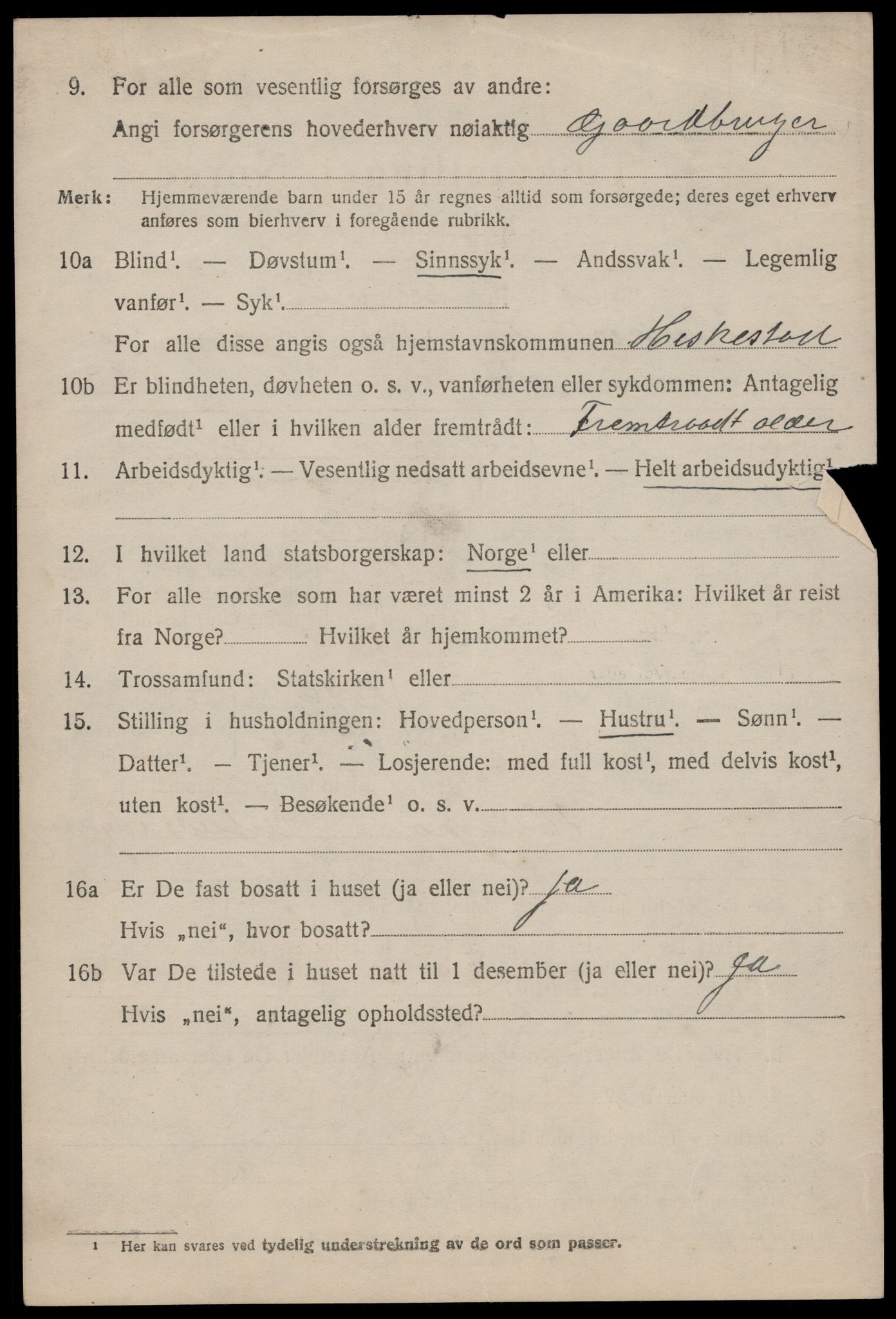 SAST, 1920 census for Heskestad, 1920, p. 2028