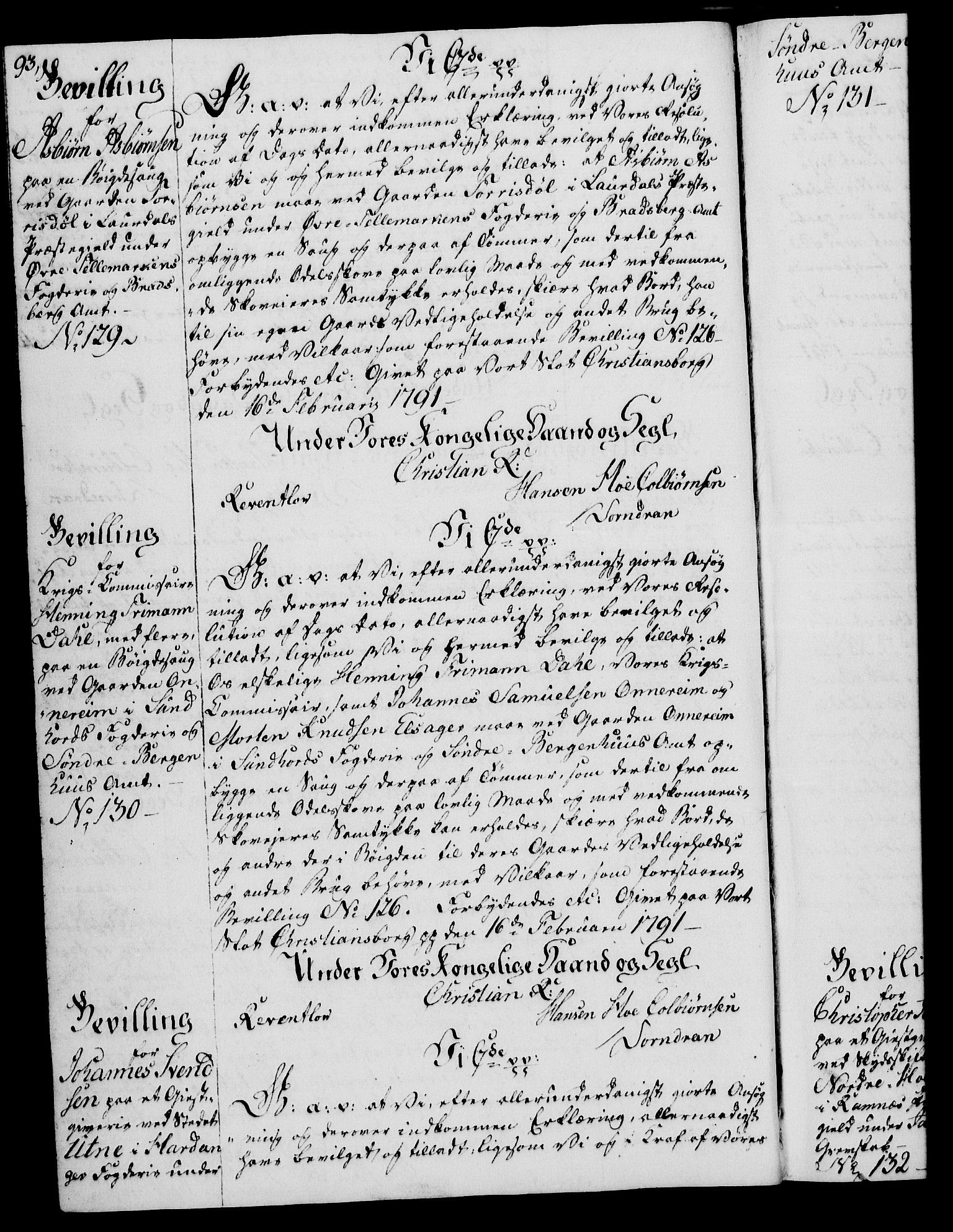 Rentekammeret, Kammerkanselliet, AV/RA-EA-3111/G/Gg/Gga/L0015: Norsk ekspedisjonsprotokoll med register (merket RK 53.15), 1790-1791, p. 93