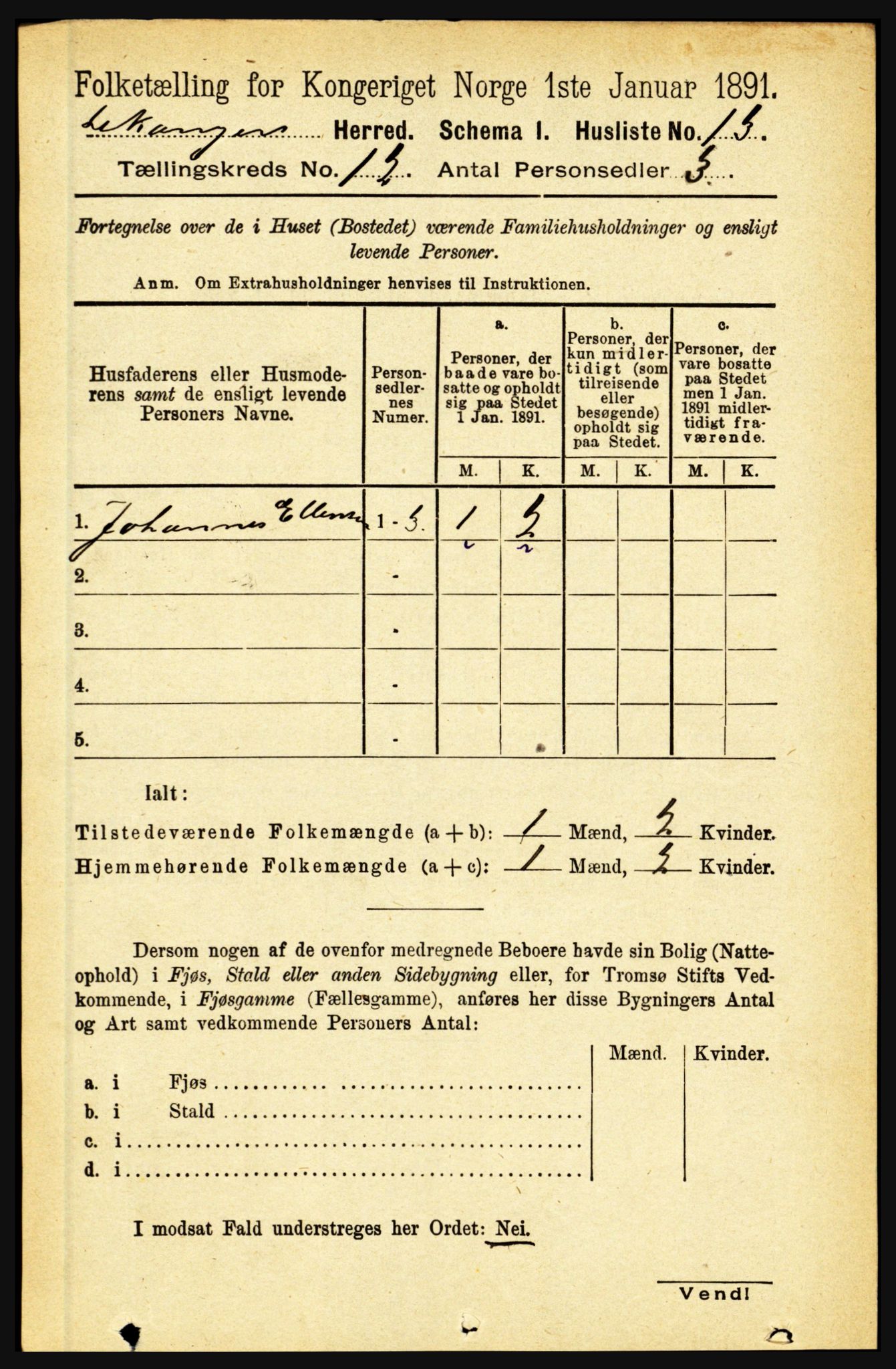 RA, 1891 census for 1419 Leikanger, 1891, p. 2336