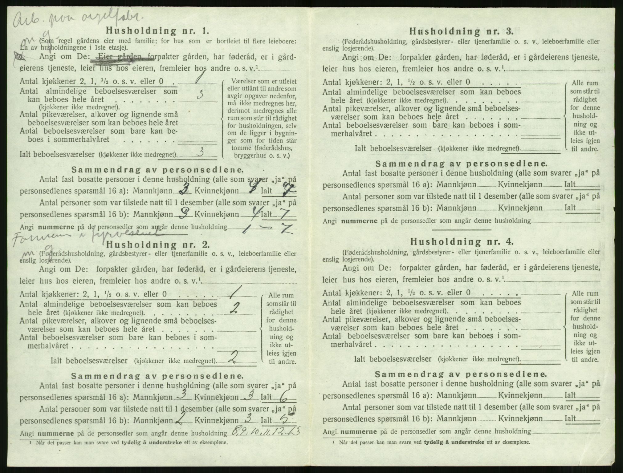 SAT, 1920 census for Volda, 1920, p. 1811