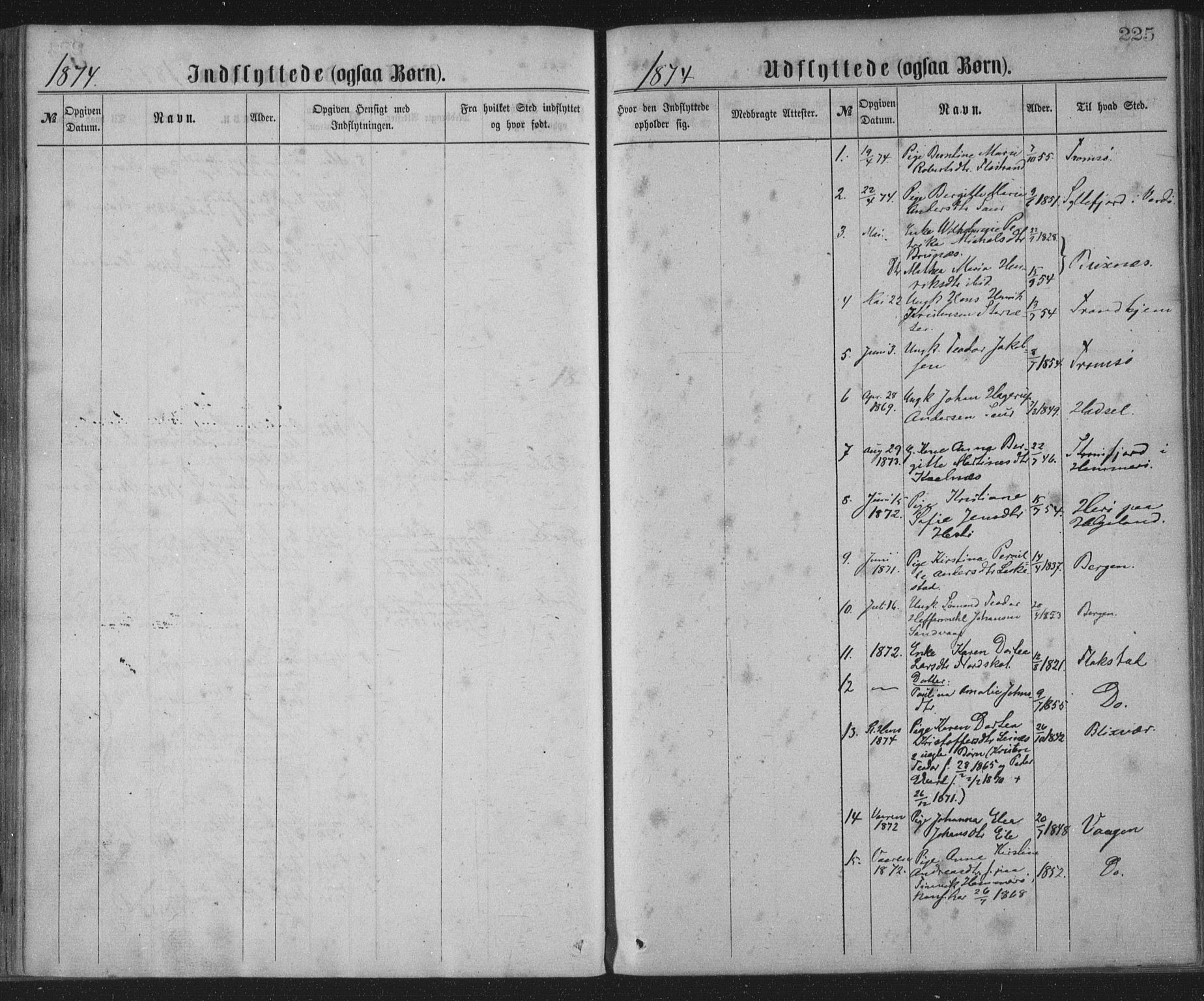 Ministerialprotokoller, klokkerbøker og fødselsregistre - Nordland, AV/SAT-A-1459/855/L0801: Parish register (official) no. 855A09, 1864-1874, p. 225