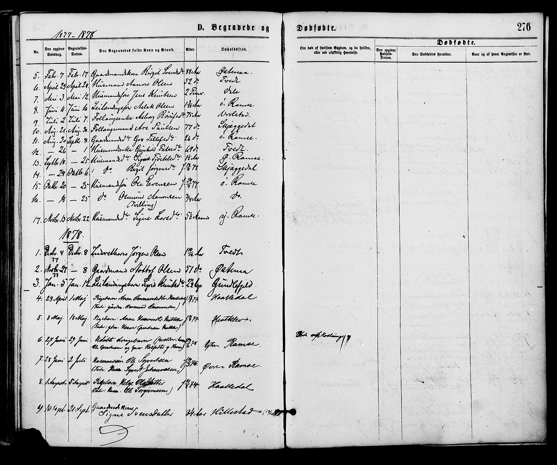 Åmli sokneprestkontor, AV/SAK-1111-0050/F/Fa/Fac/L0009: Parish register (official) no. A 9 /3, 1869-1884, p. 276