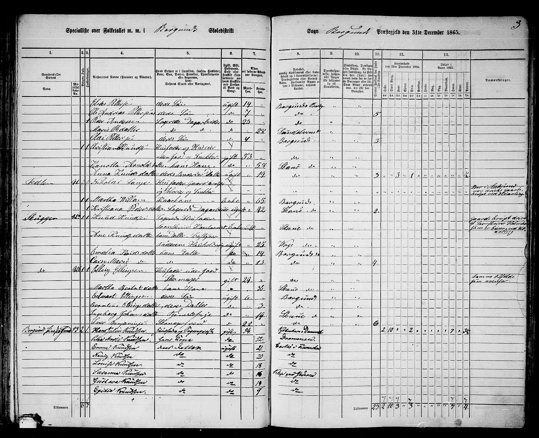 RA, 1865 census for Borgund, 1865, p. 62