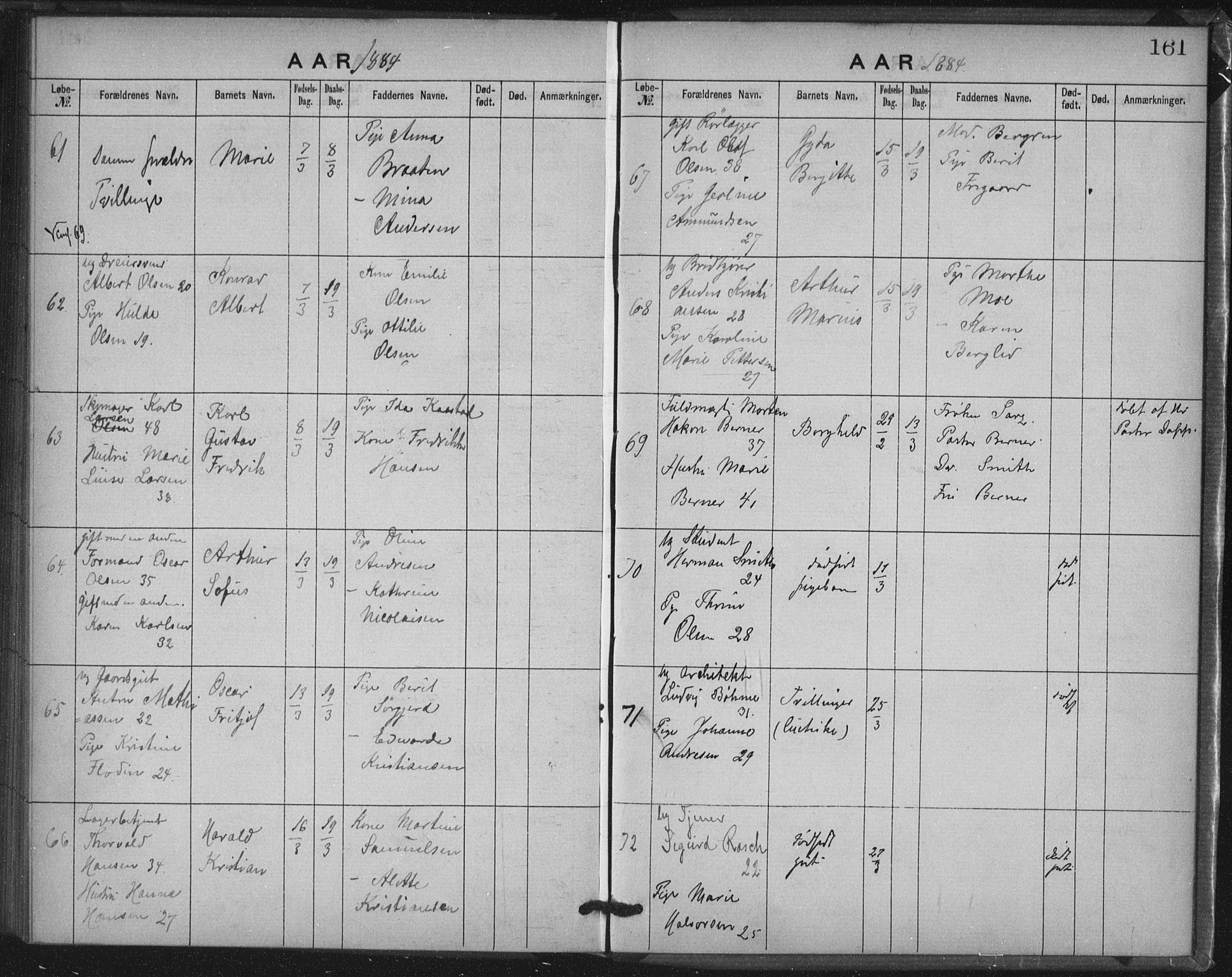 Rikshospitalet prestekontor Kirkebøker, AV/SAO-A-10309b/K/L0003/0001: Baptism register no. 3.1, 1877-1884, p. 161