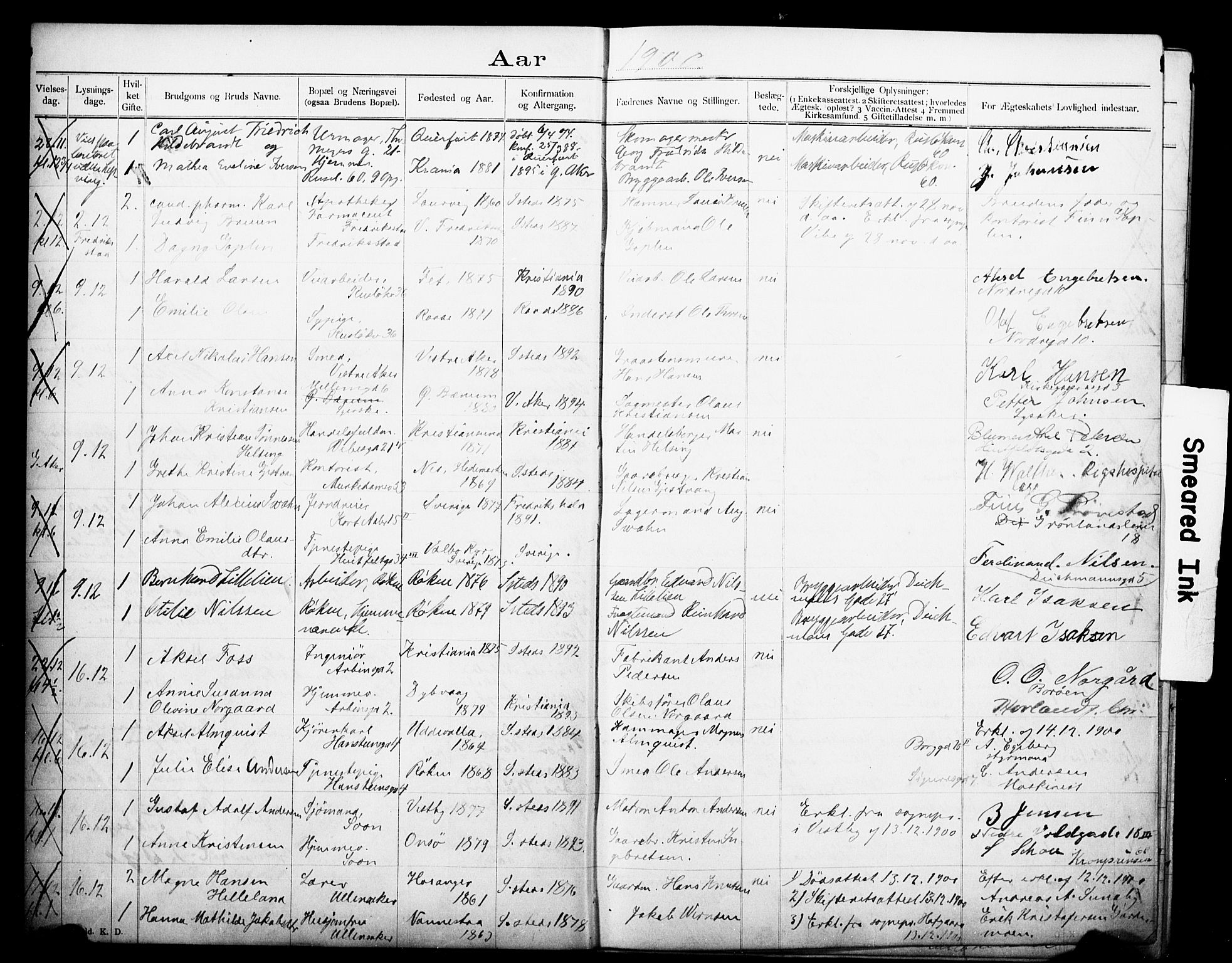 Johannes prestekontor Kirkebøker, AV/SAO-A-10852/H/Ha/L0004: Banns register no. 4, 1900-1912