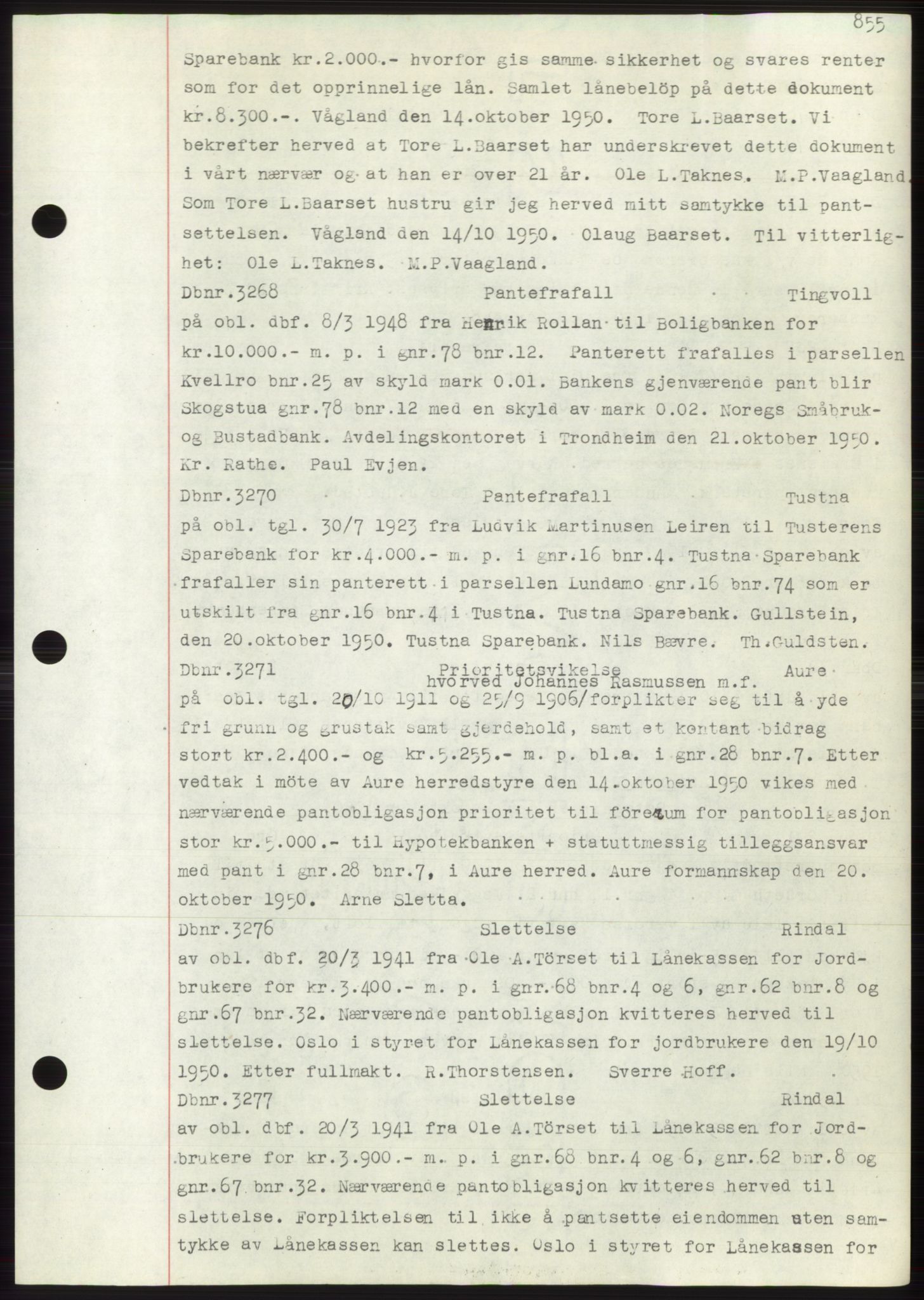 Nordmøre sorenskriveri, SAT/A-4132/1/2/2Ca: Mortgage book no. C82b, 1946-1951, Diary no: : 3268/1950
