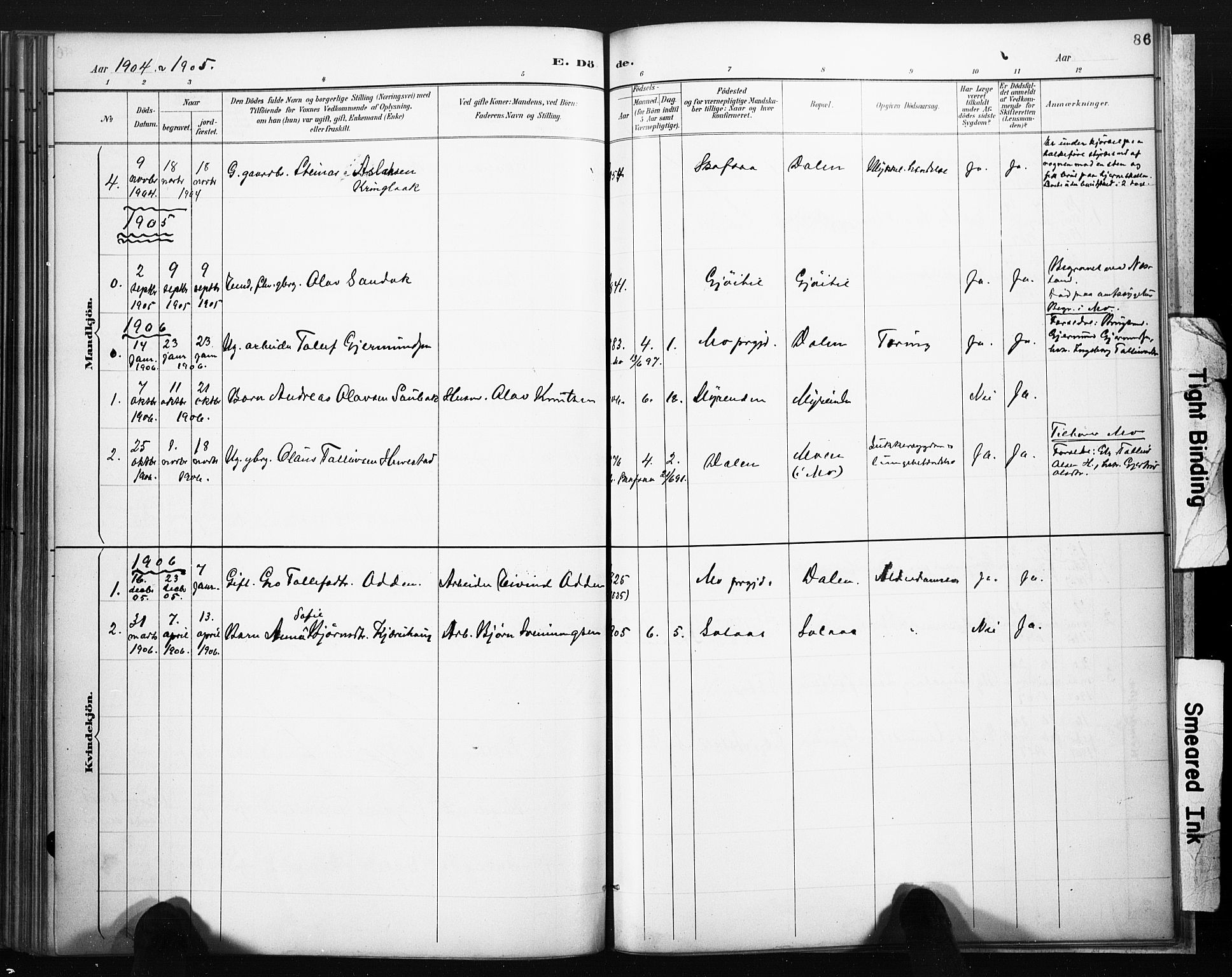 Lårdal kirkebøker, SAKO/A-284/F/Fb/L0002: Parish register (official) no. II 2, 1887-1918, p. 86